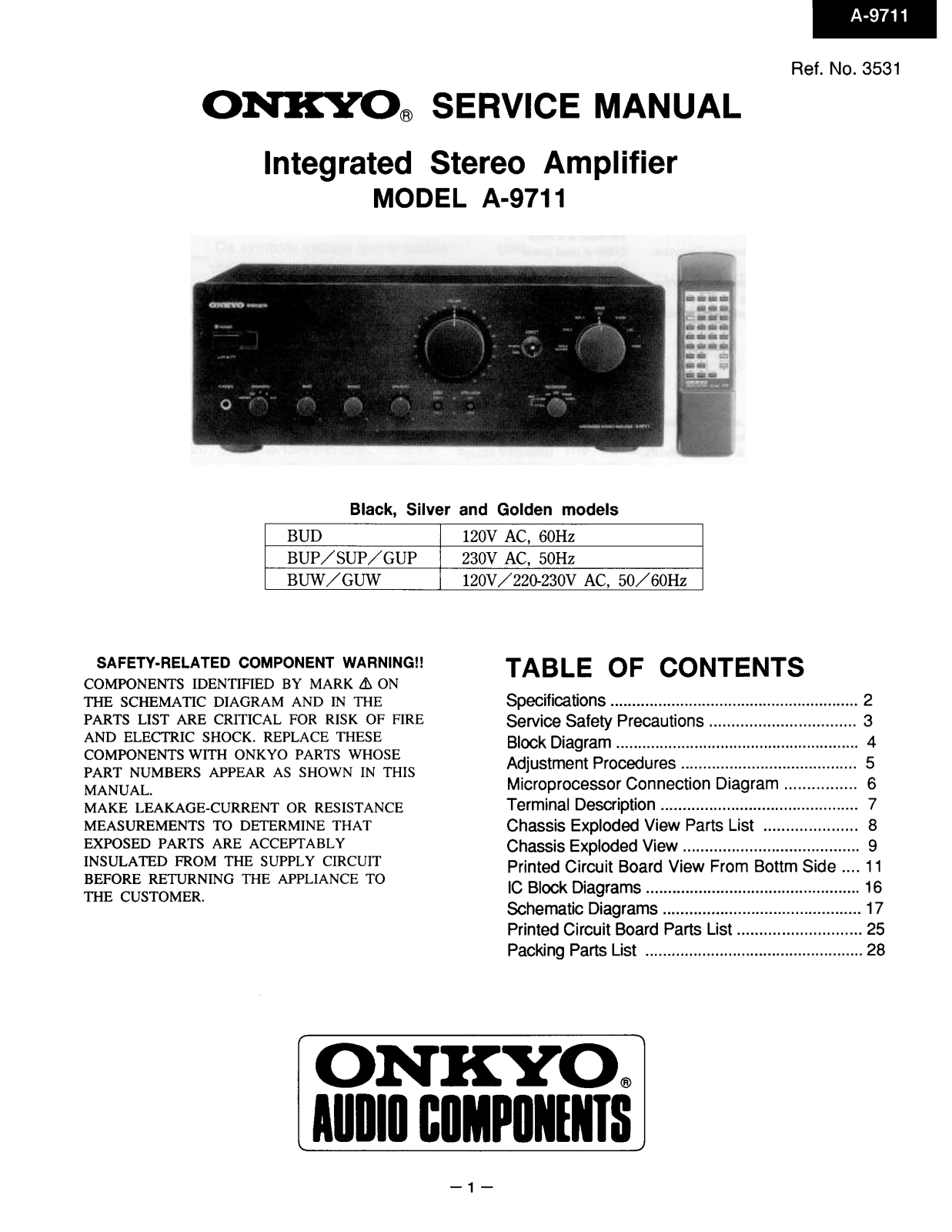 Onkyo A-9711 Service manual