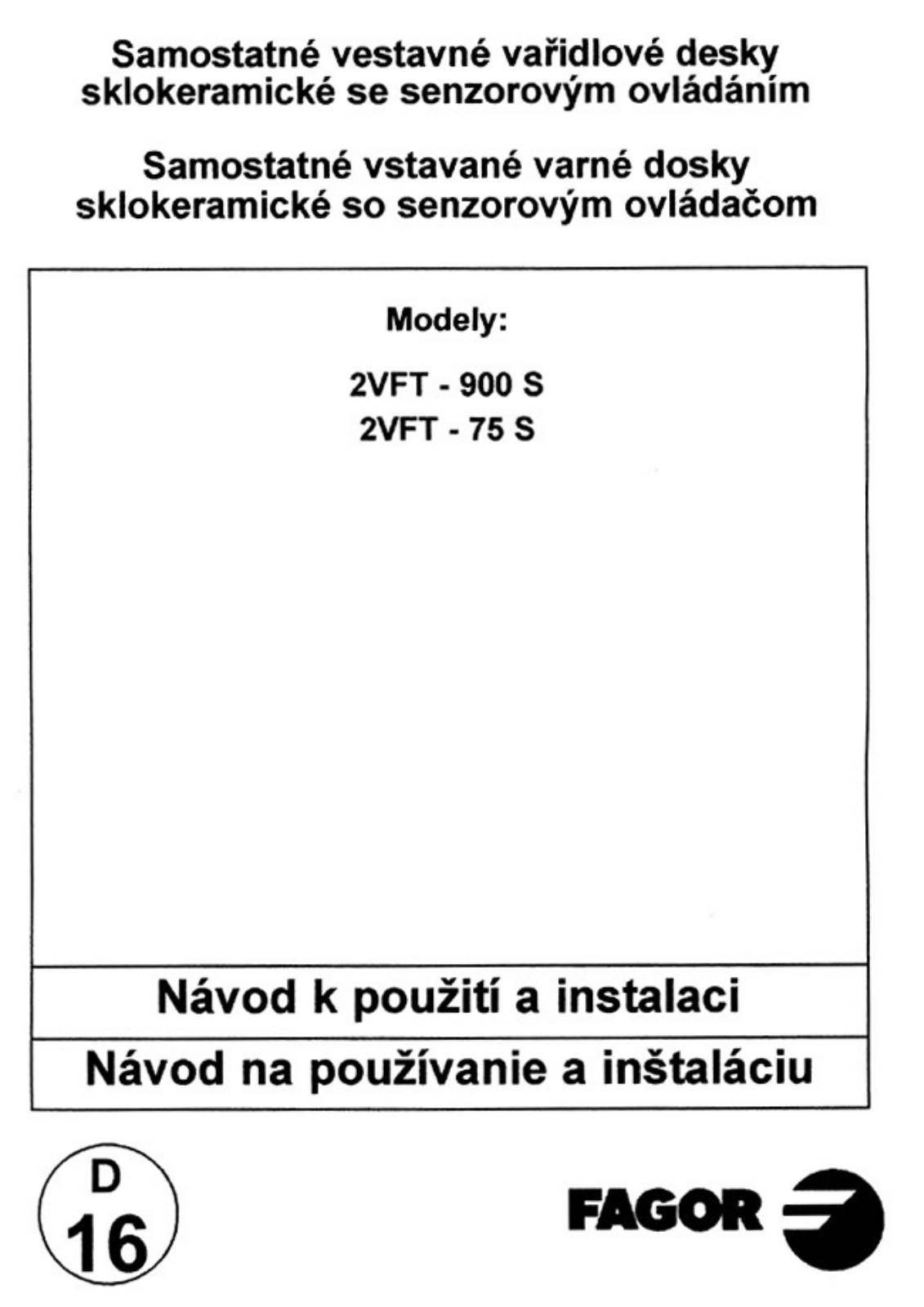 Fagor 2VFT-900 User Manual