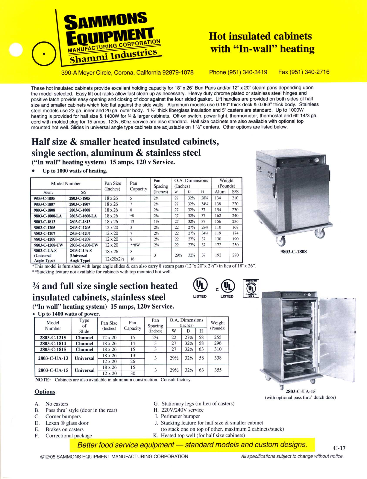 Sammons Equipment 2803-C-1205 User Manual