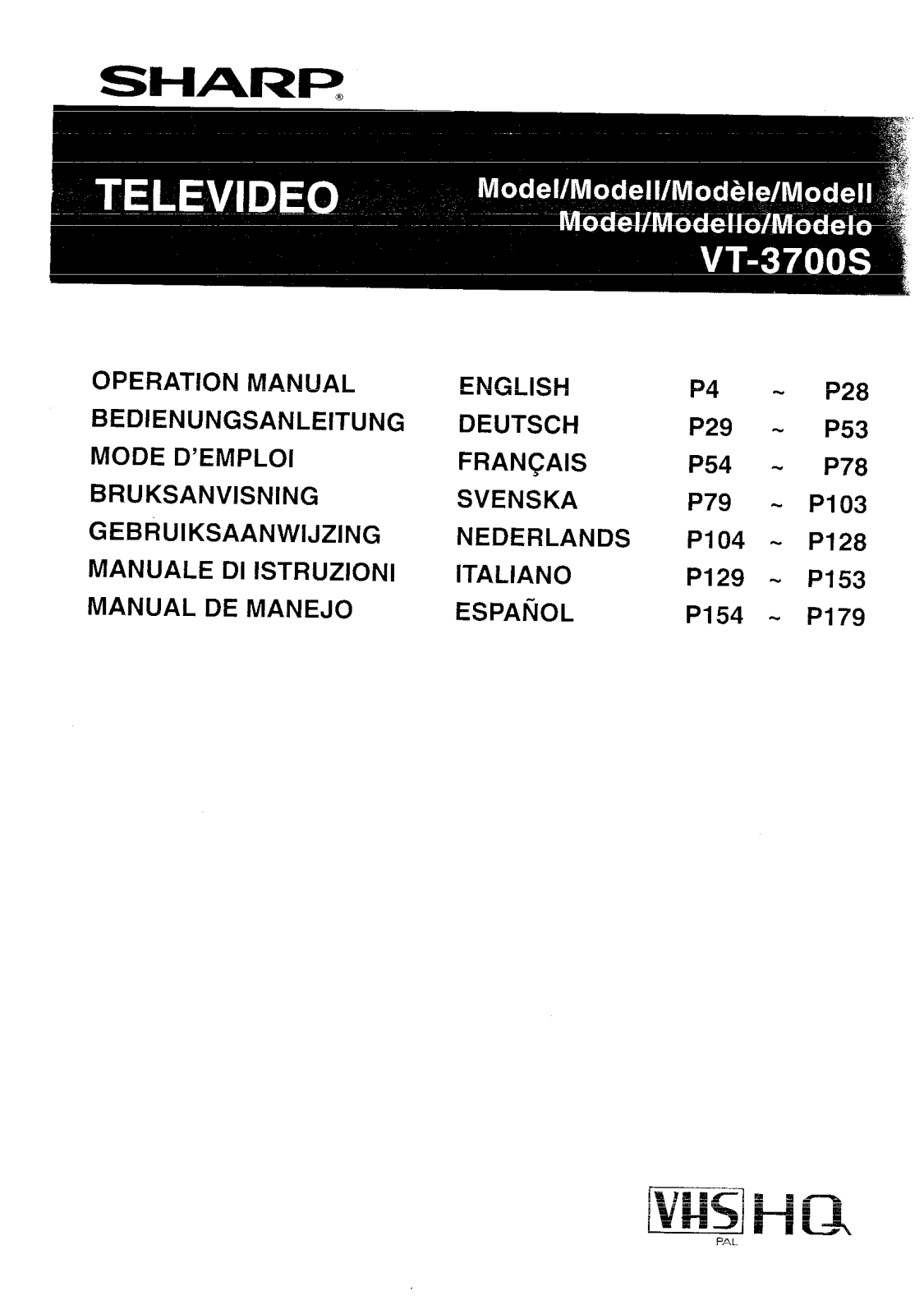 Sharp VT-3700S User Manual