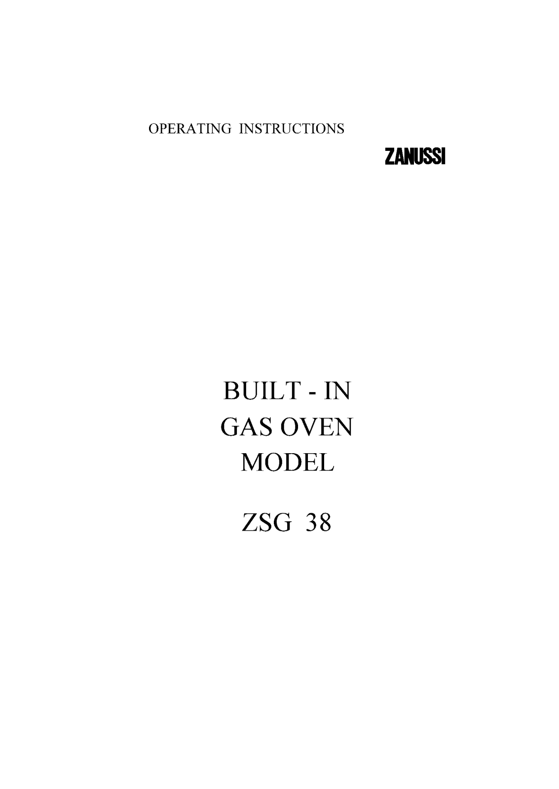 Zanussi ZSG38W, ZSG38B User Manual