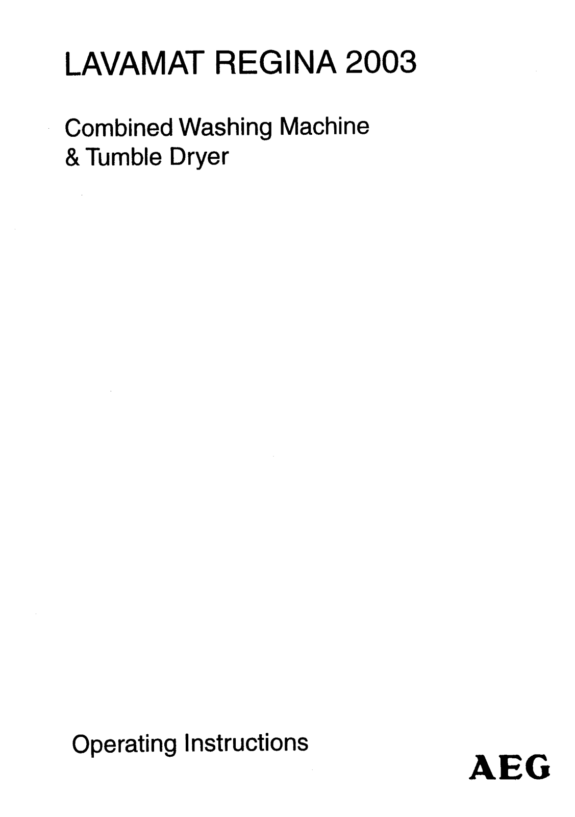 AEG Lavamat Regina 2003U User Manual