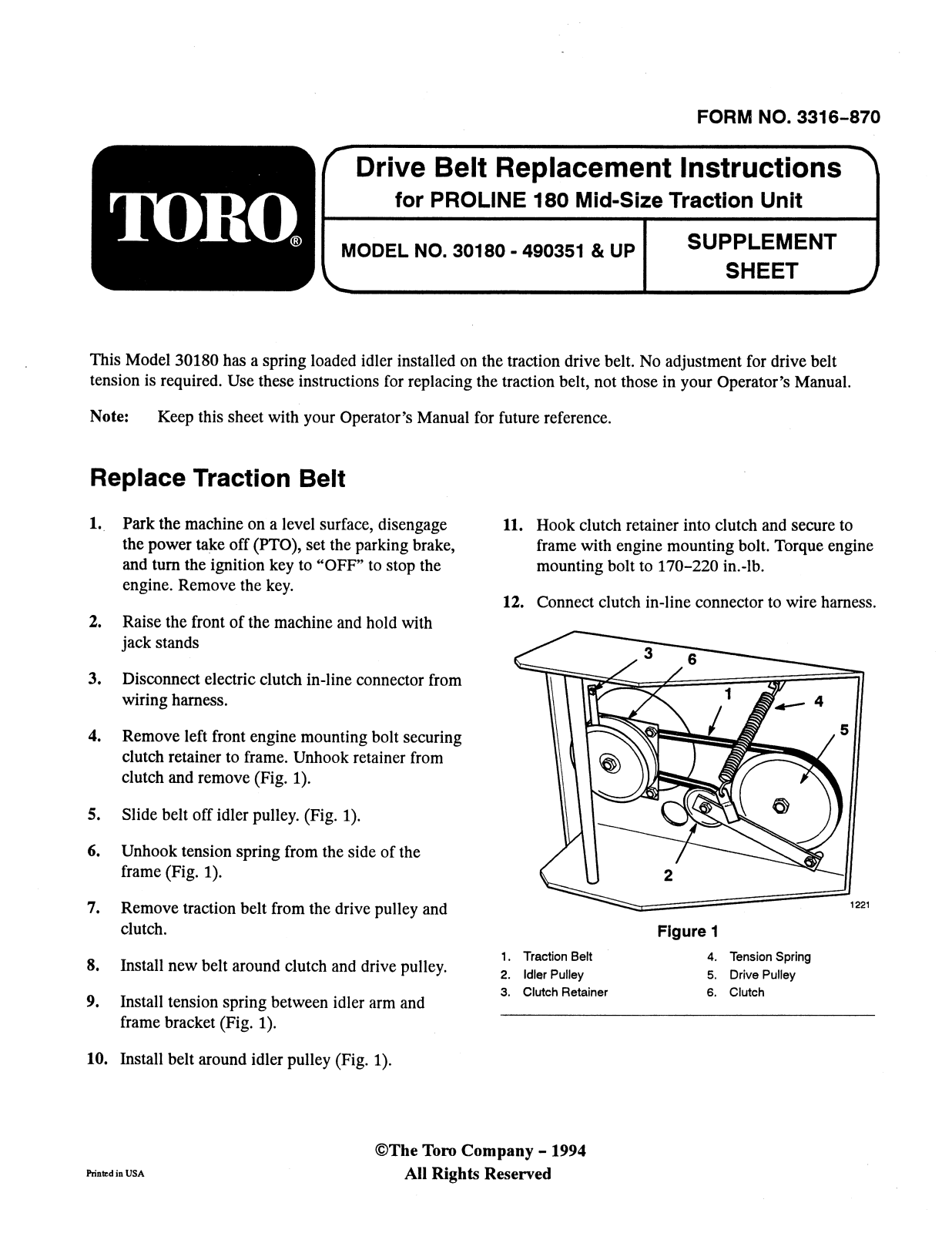 Toro 30180 Addendum