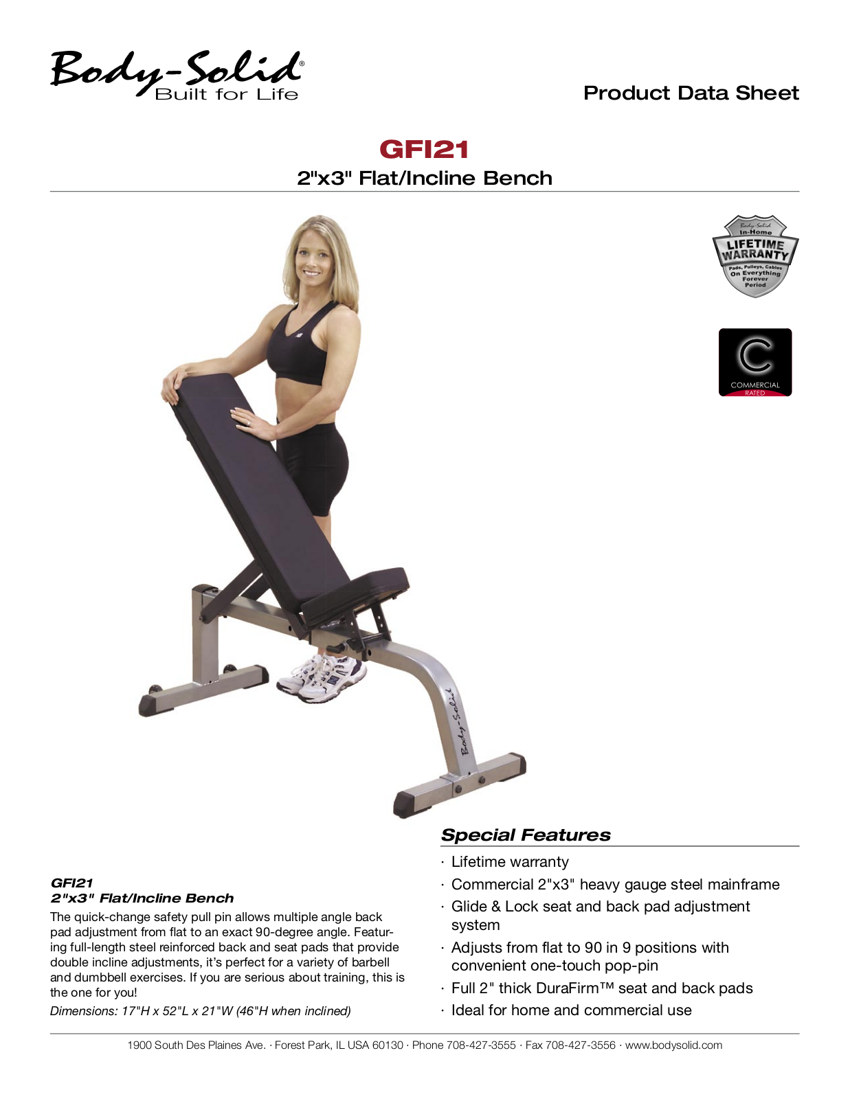 Body Solid GFI21 Product Sheet - ManualMachine.com