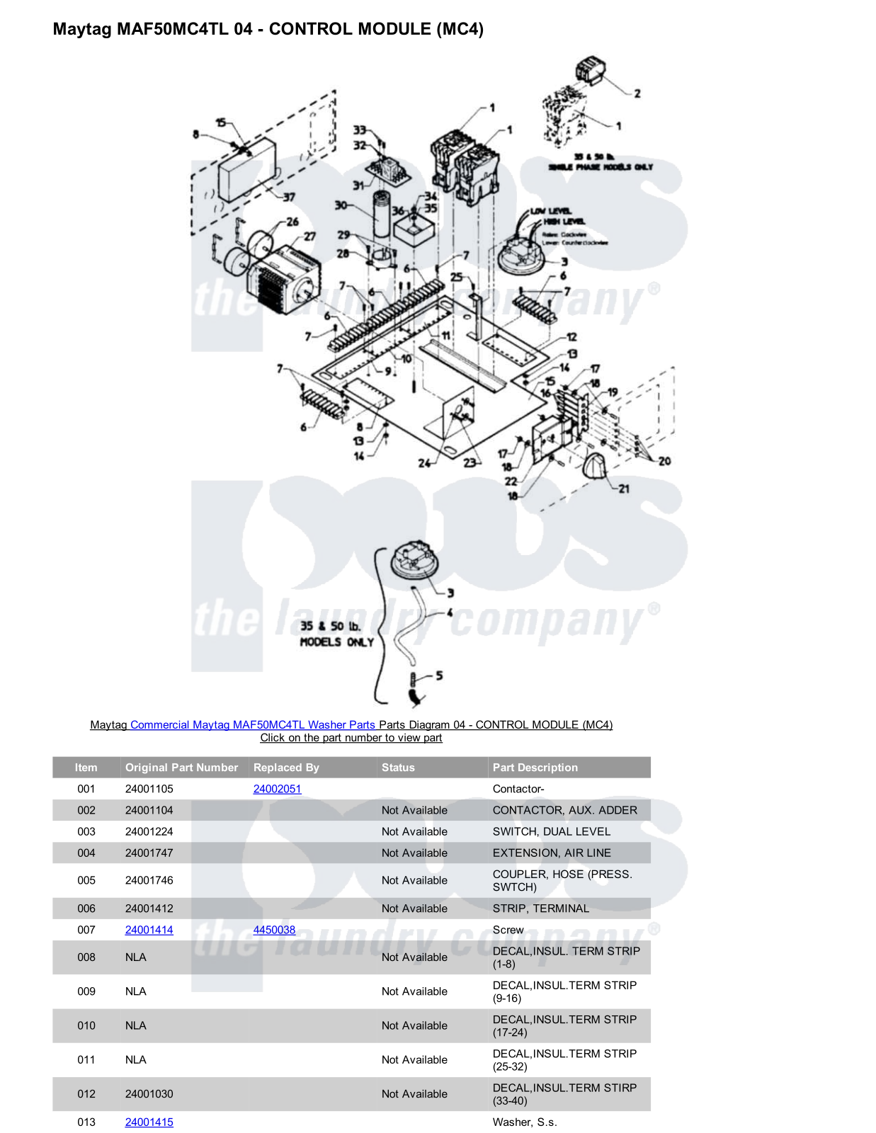 Maytag MAF50MC4TL Parts Diagram