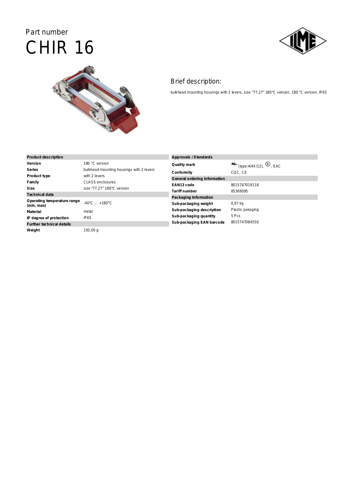 ILME CHIR-16 Data Sheet