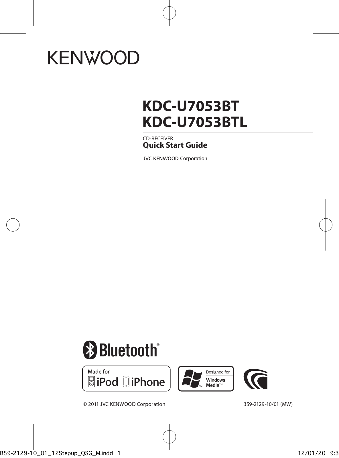 Kenwood KDC-U7053BT, KDC-U7053BTL User Manual