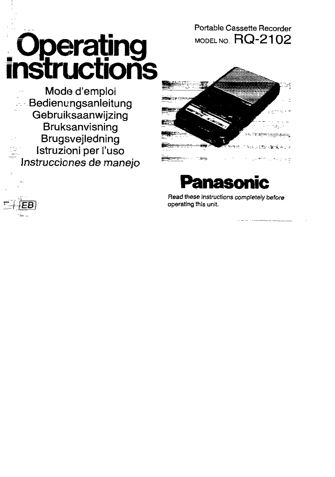 Panasonic RQ-2102 User Manual