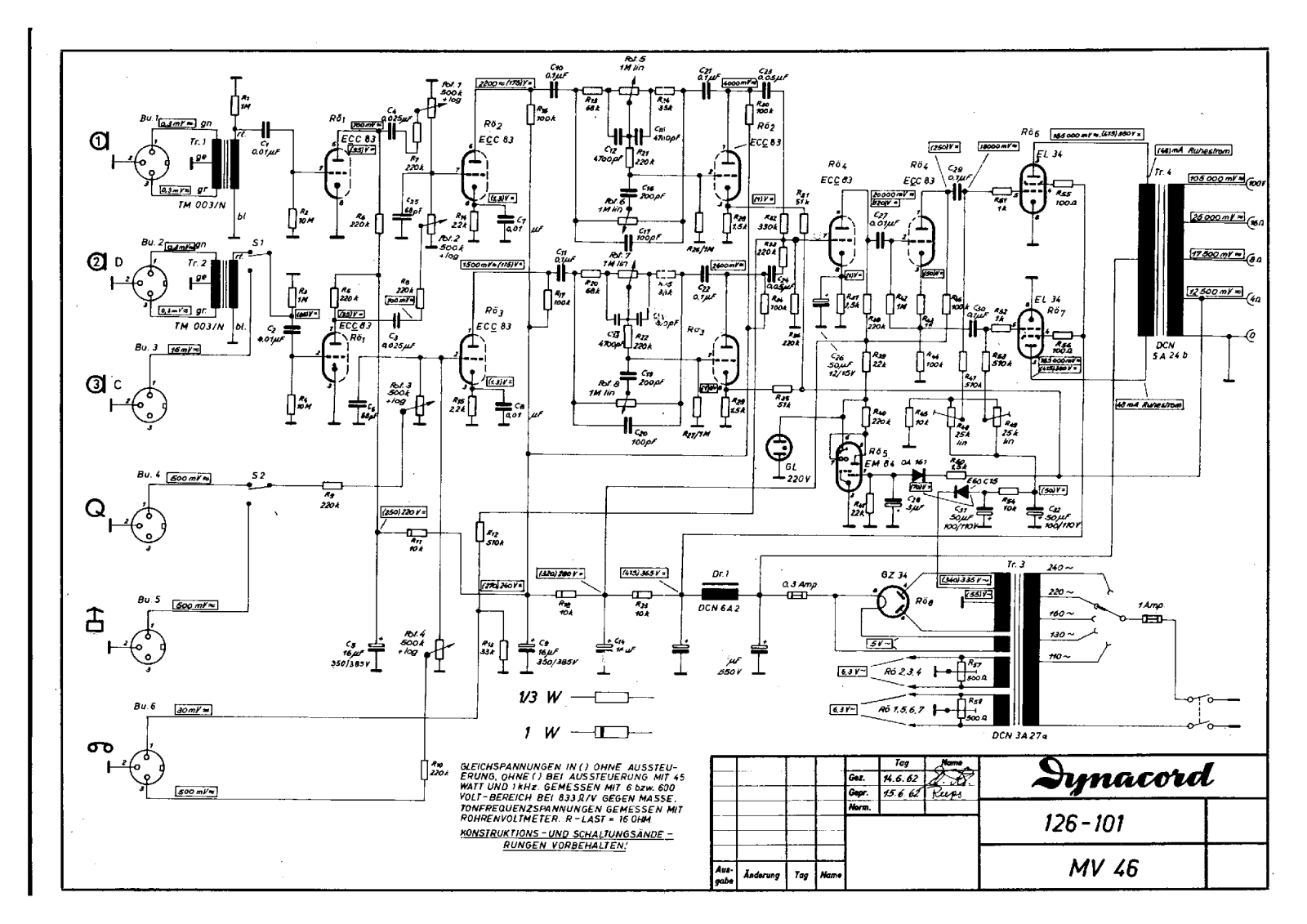 Dynacord eminent mv46 schematic