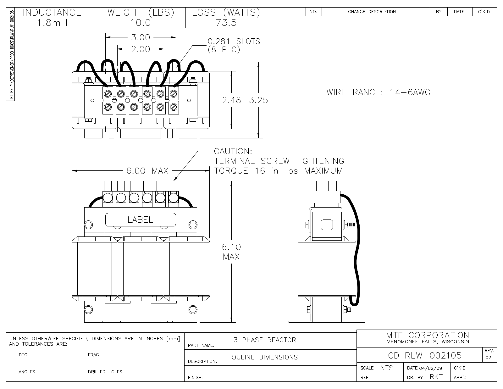 MTE RLW-002105 CAD Drawings