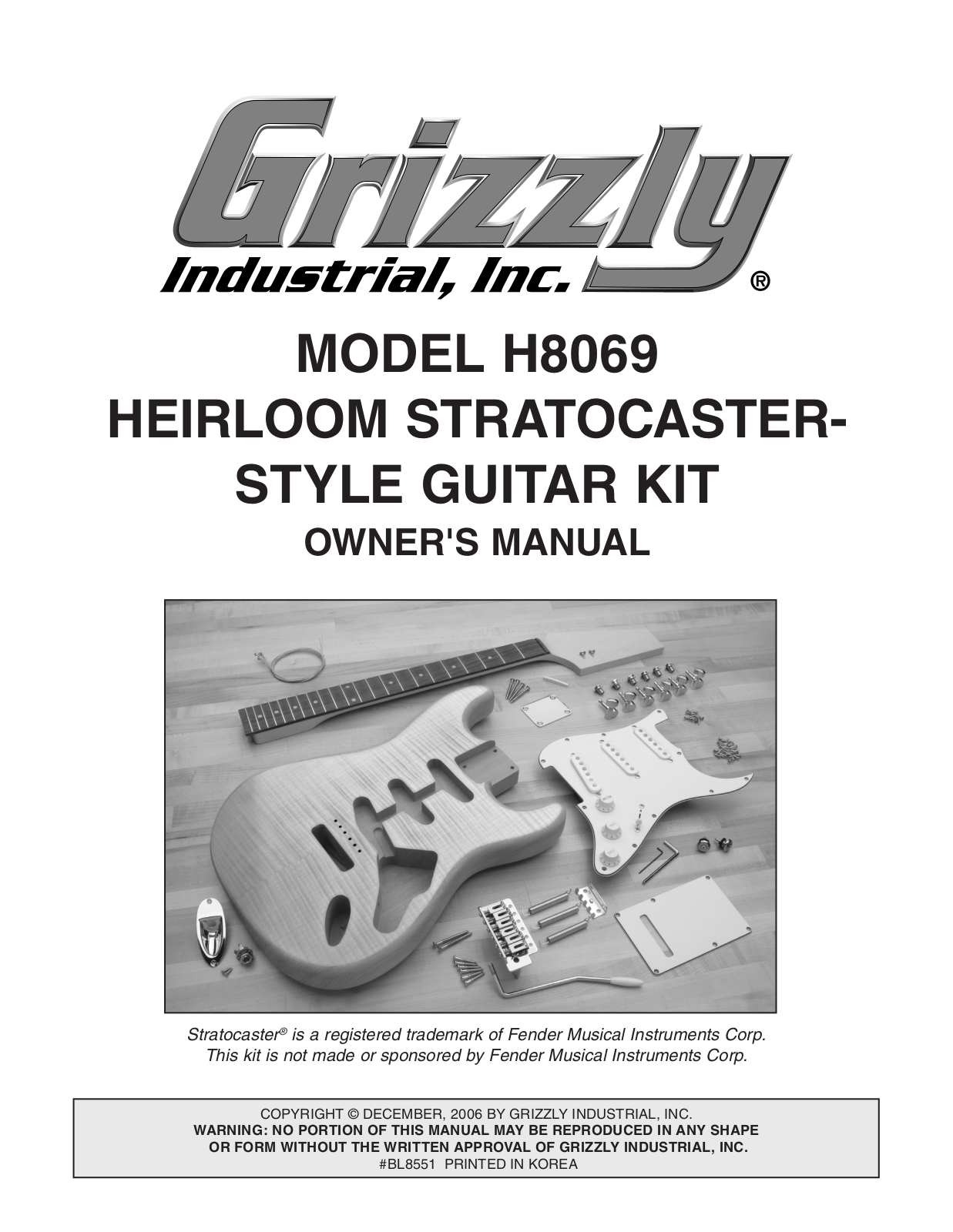 Grizzly BL8551 User Manual