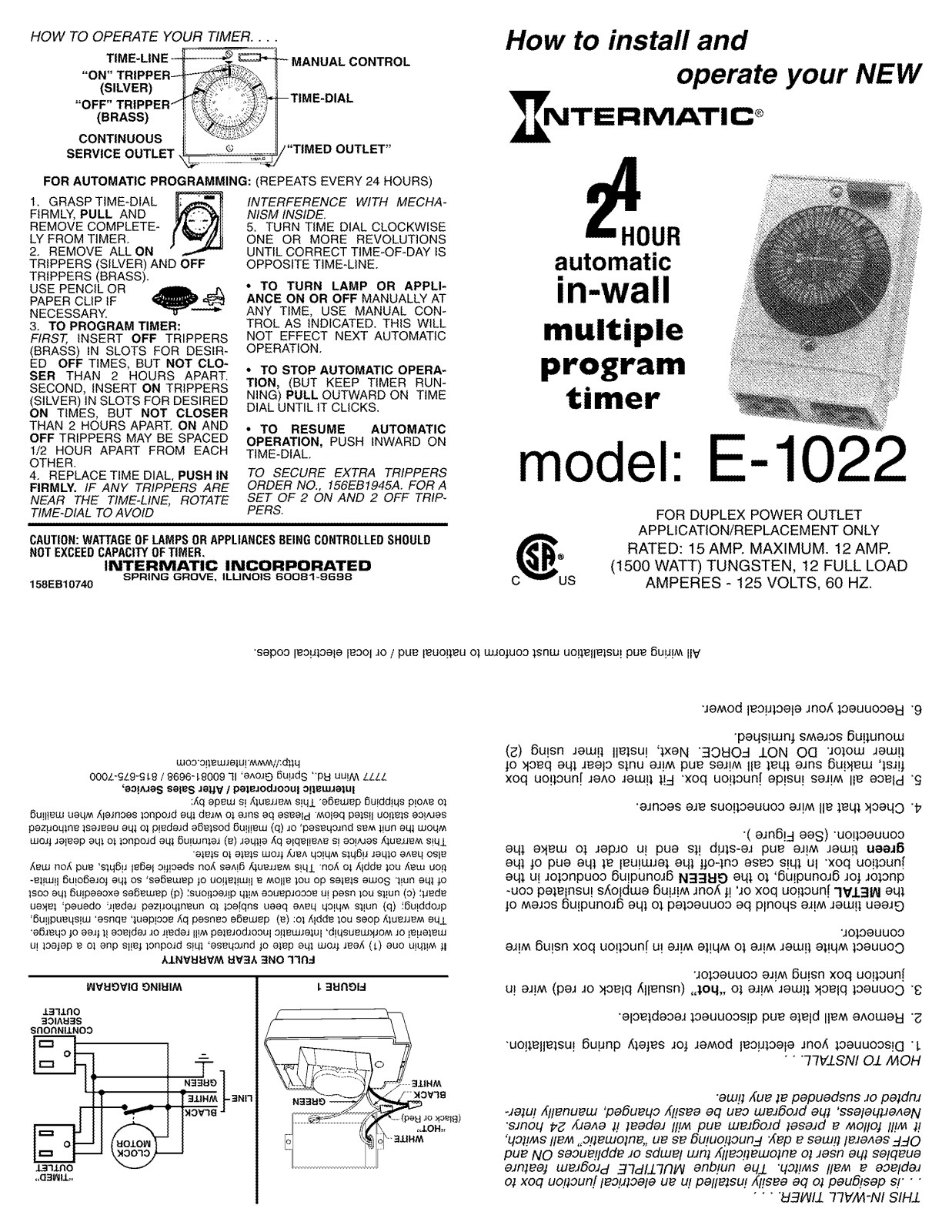 Intermatic E1022 User Manual