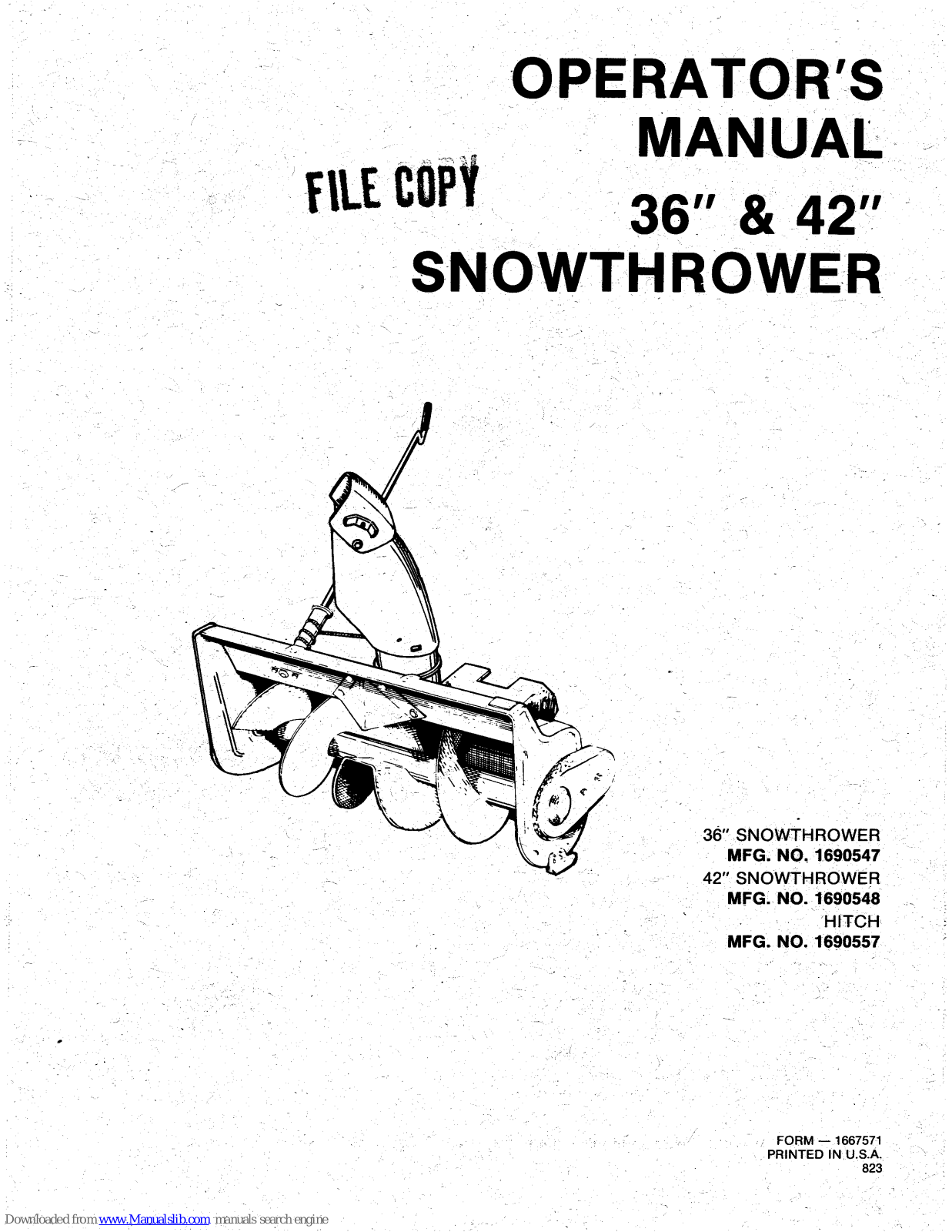 Simplicity Hitch 1690557, 1690557, 1690547, 1690548 Operator's Manual