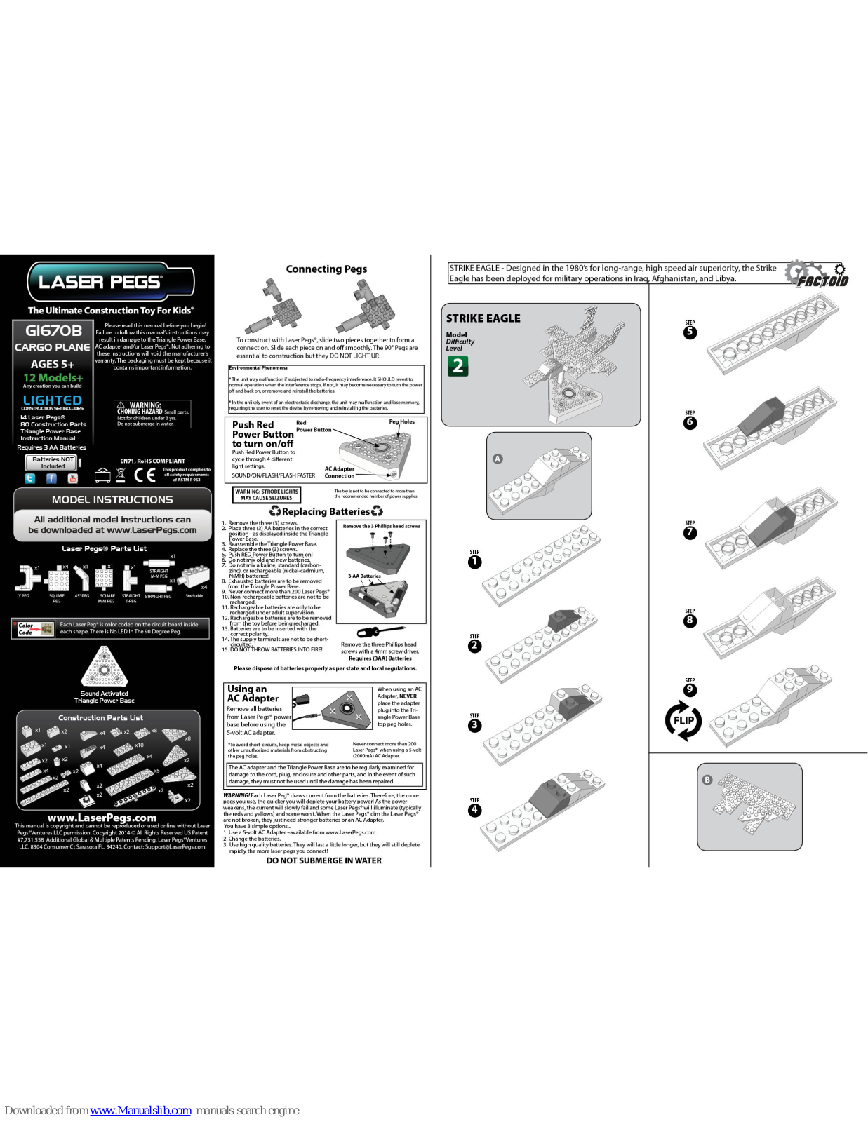 Laser Pegs Strike Eagle G1670B Cargo Plane Model Instructions