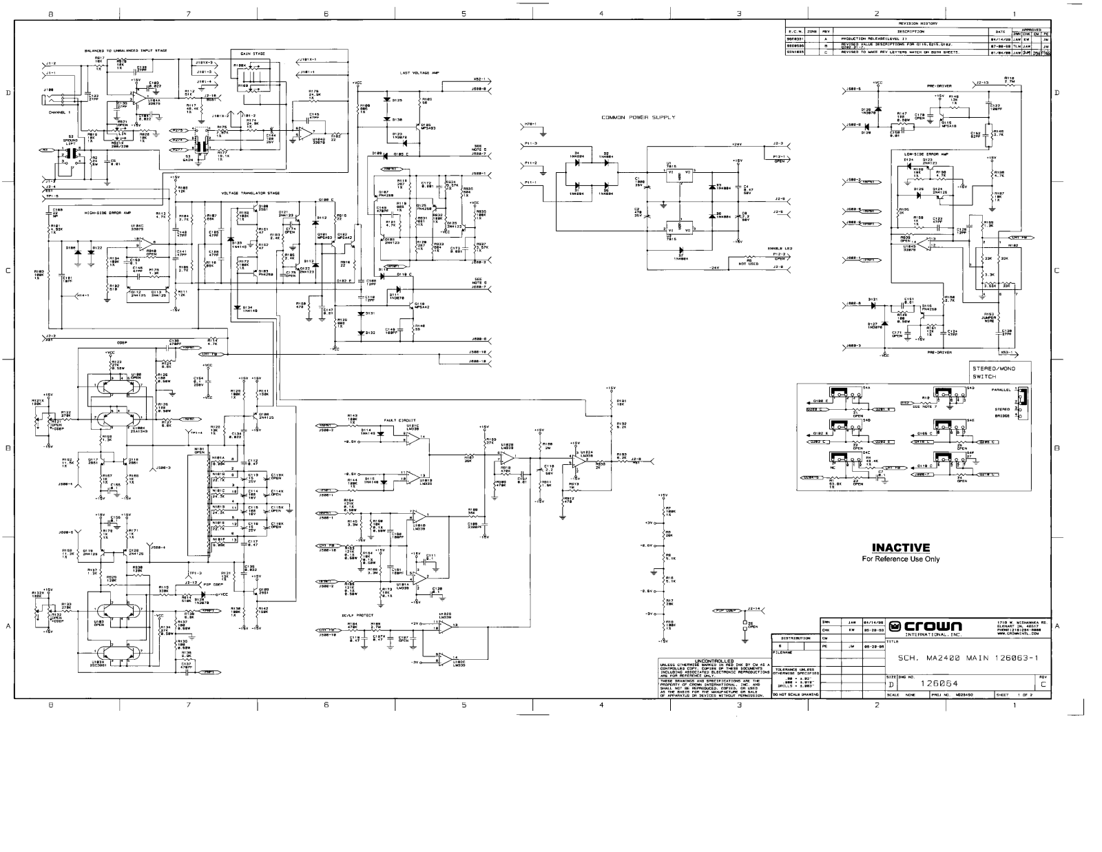 Crown MA-2400 Schematic