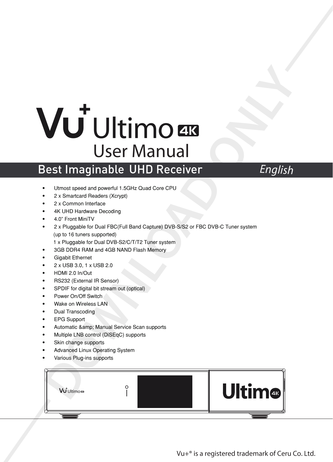 VU+ Ultimo 4K User Manual
