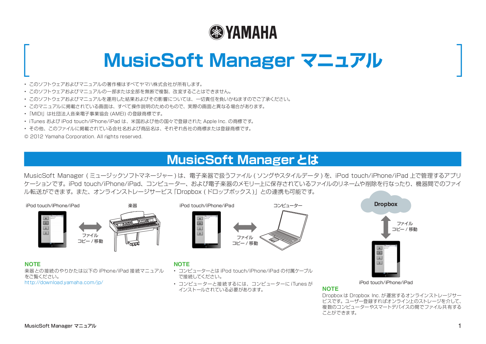 Yamaha MUSICSOFT MANAGER User Manual