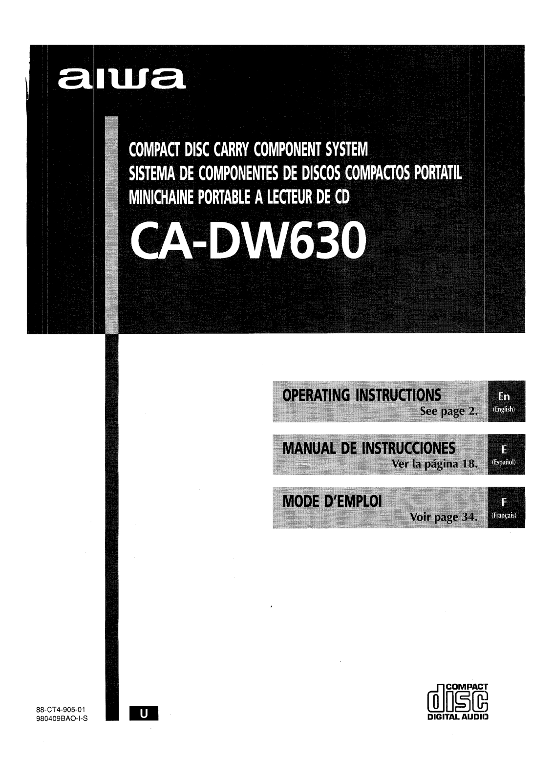 Aiwa CA-DW630 Owners Manual