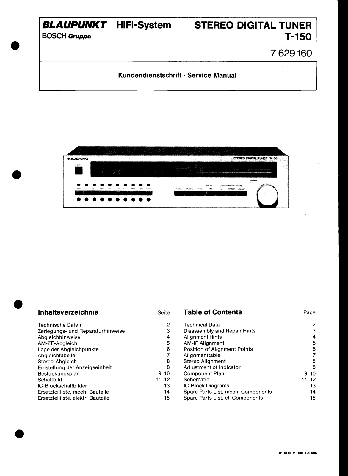 Blaupunkt T-150 Service manual