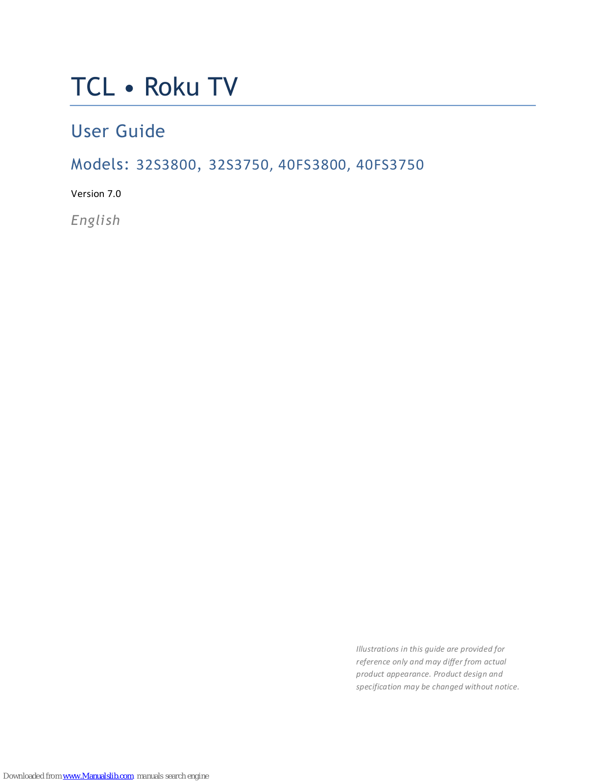 TLC 32S3800, 32S3750, 40FS3800, 40FS3750 User Manual