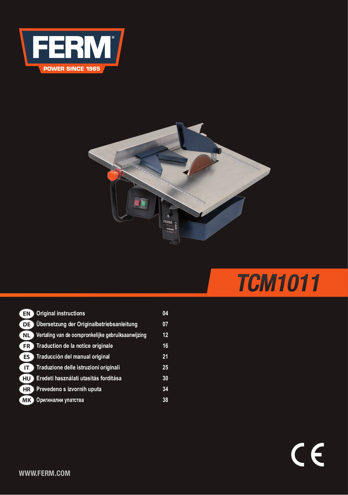 Ferm TCM1011 operation manual