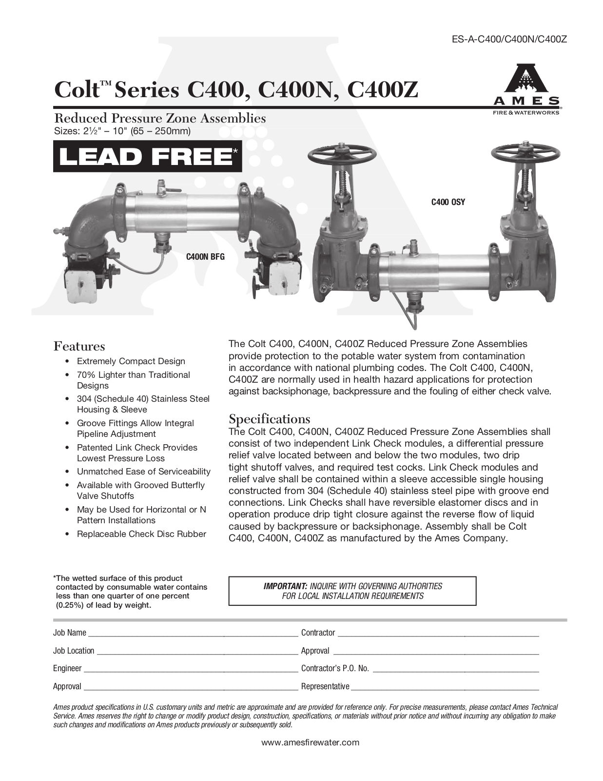 Dormont C400 OSY User Manual