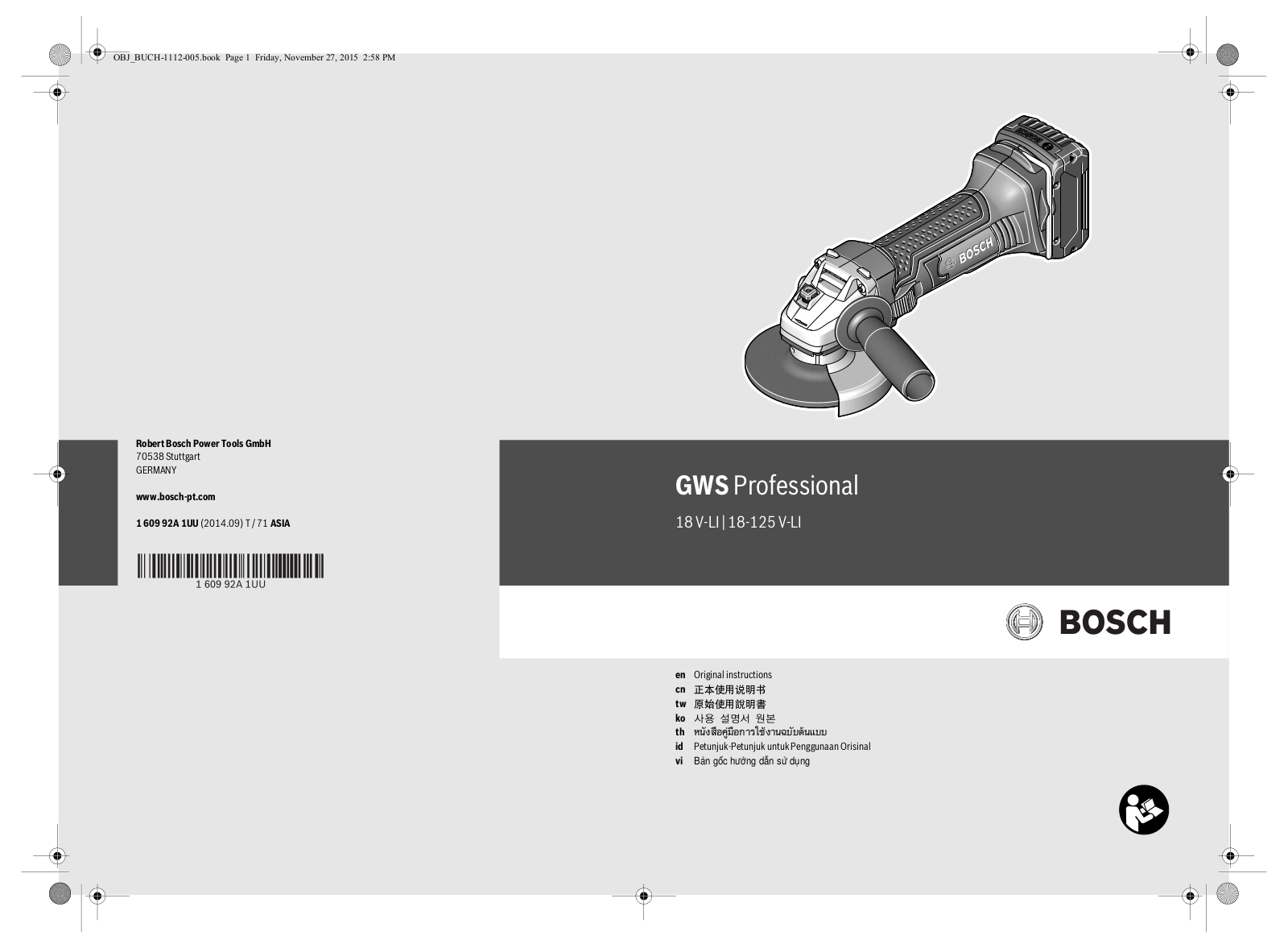 Bosch GWS 18V-LI, GWS 18-125V-LI User Manual