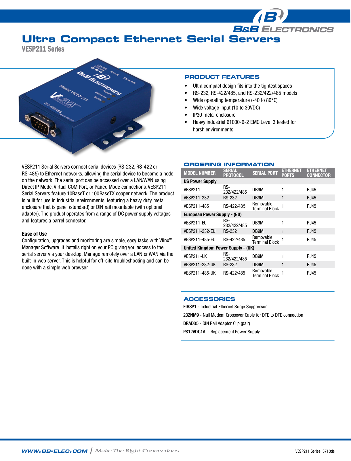 B&B Electronics VESP211 Datasheet