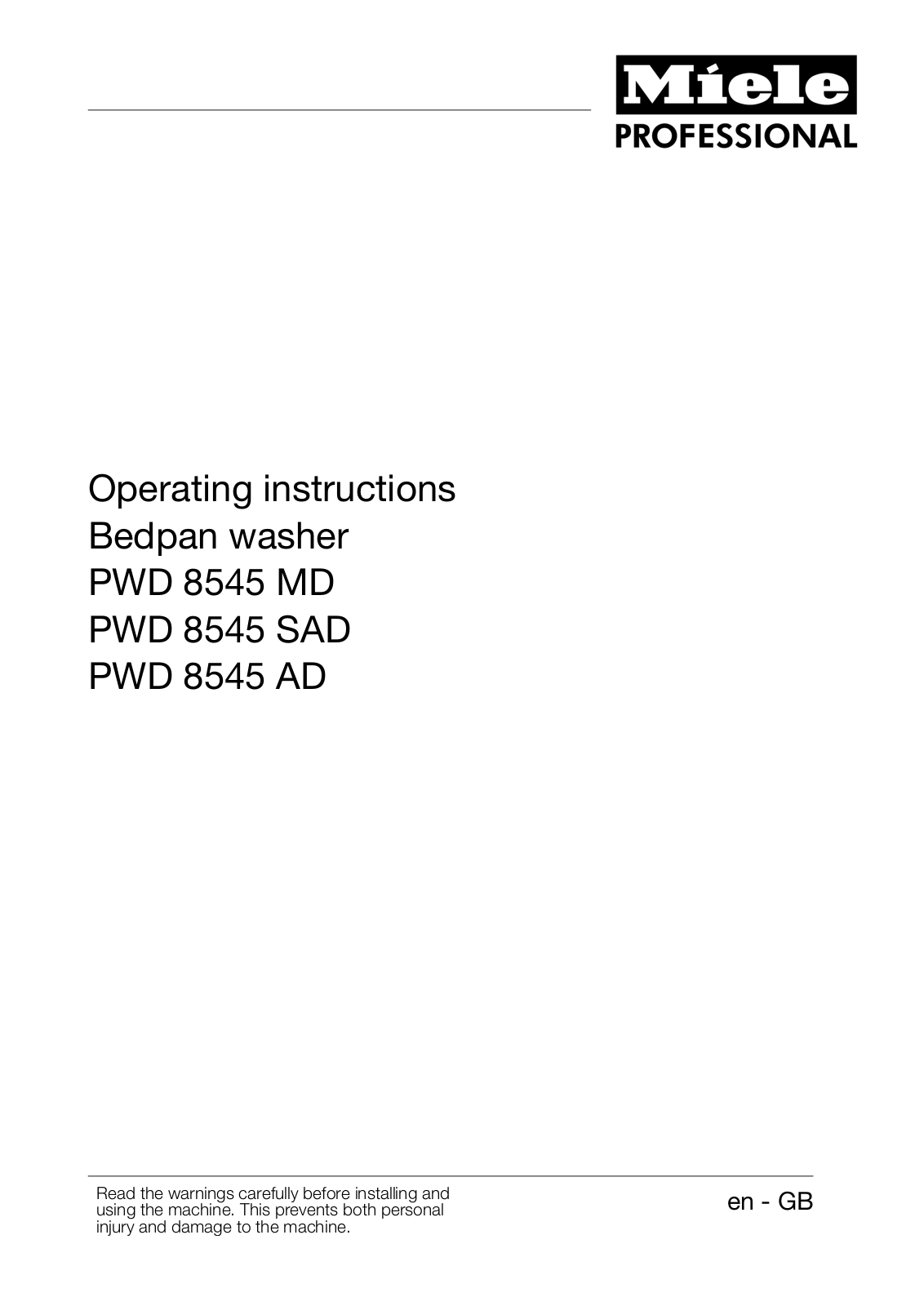 Miele PWD 8545 MD, PWD 8545 SAD, PWD 8545 AD User Manual