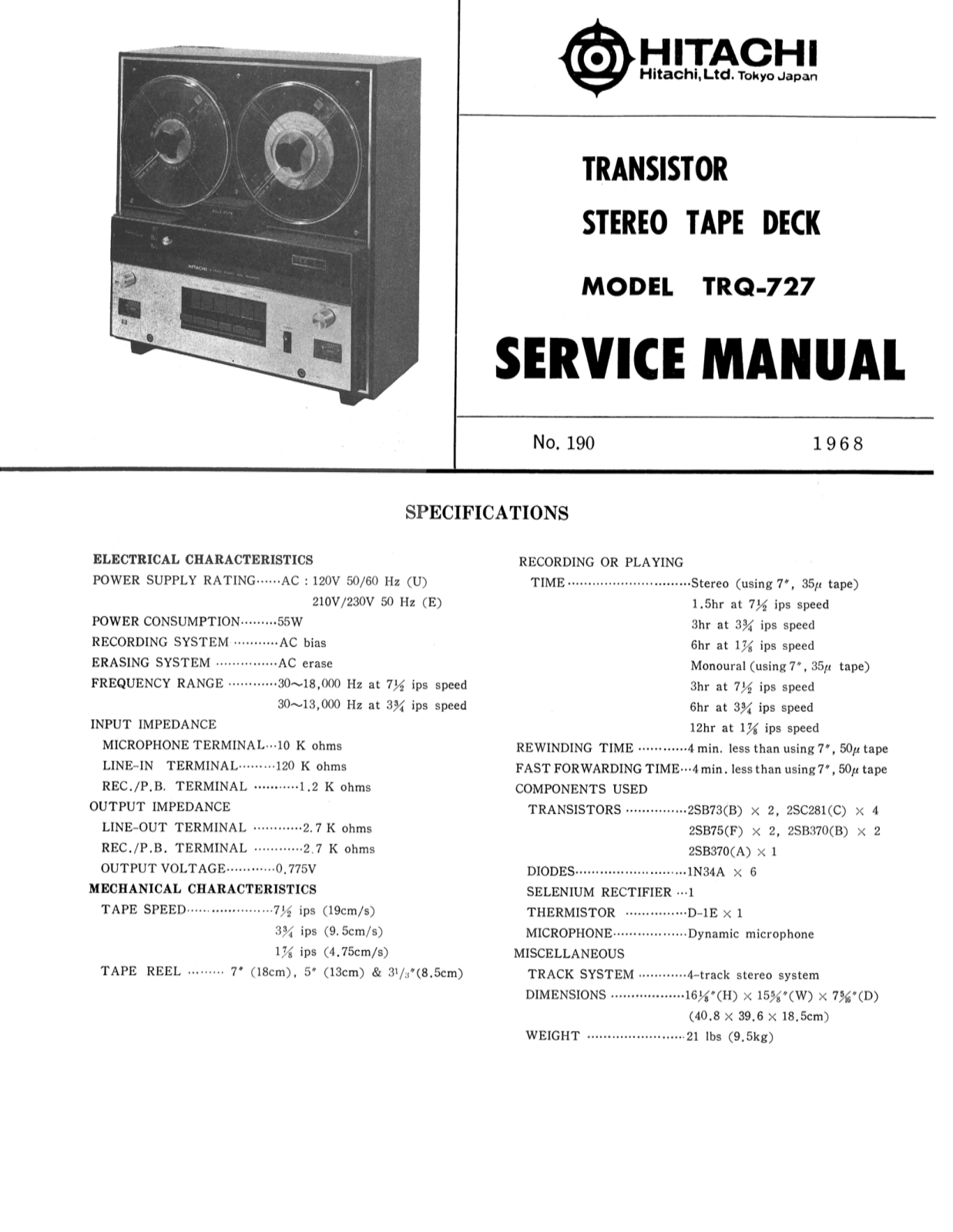 Hitachi TRQ-727 Service Manual