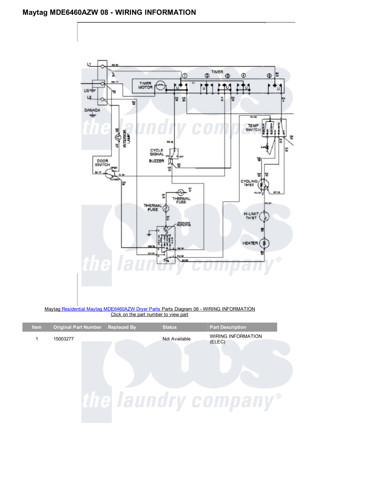 Maytag MDE6460AZW Parts Diagram