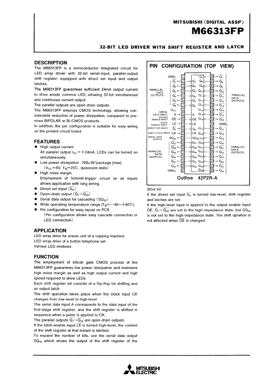 Mitsubishi M66313FP Datasheet