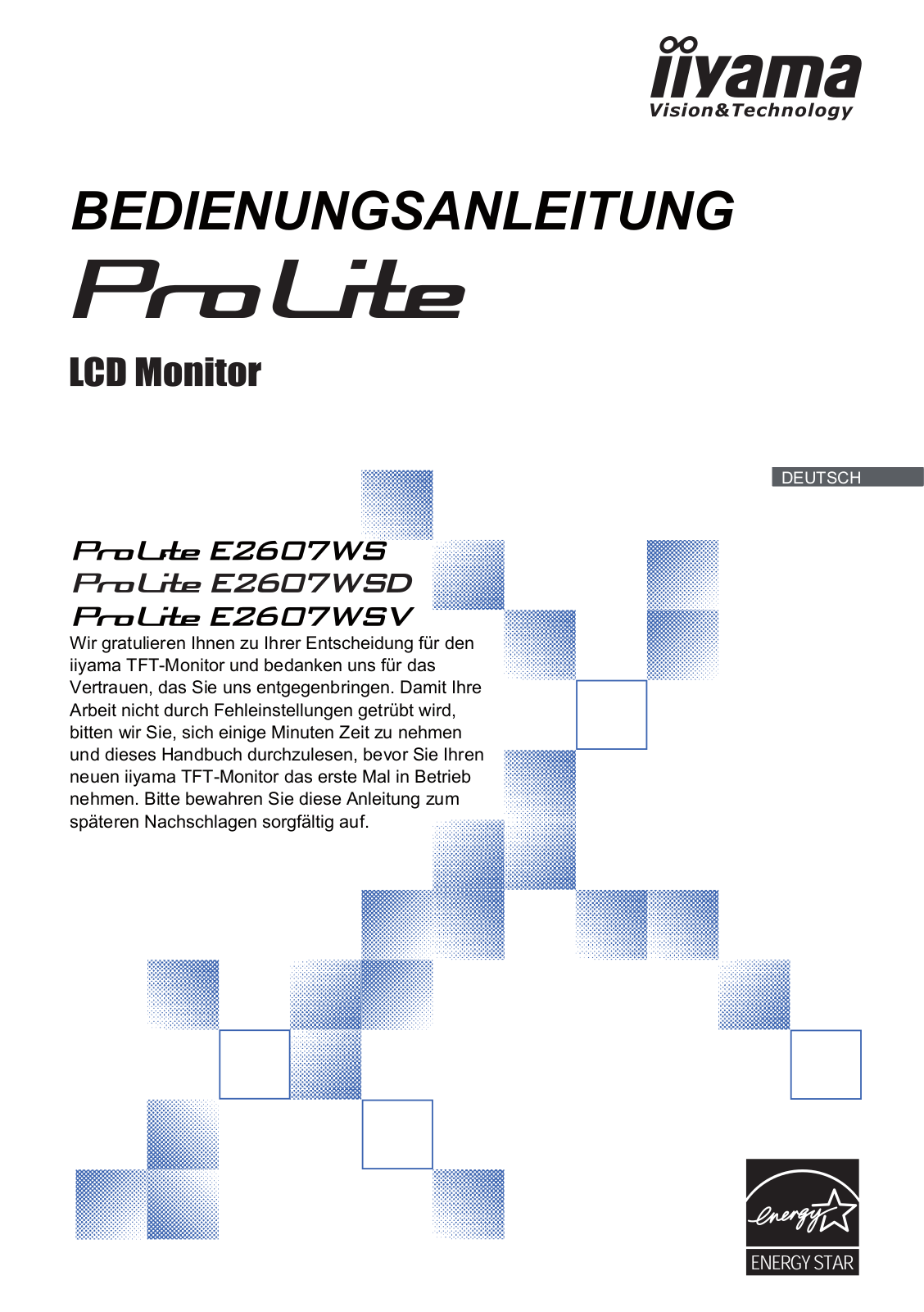 Iiyama PROLITE E2607WS, PROLITE E2607WSD, PROLITE E2607WSV User Manual