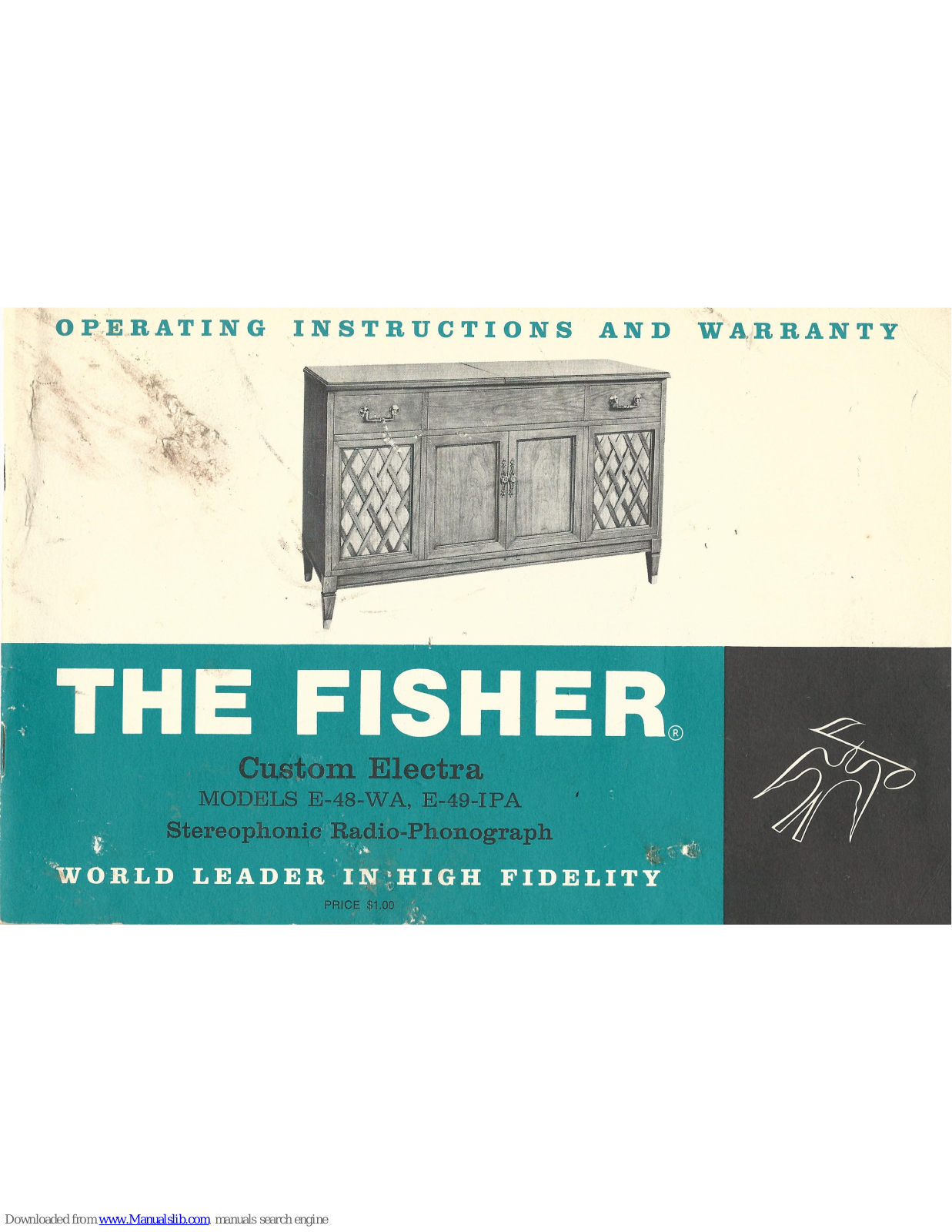 Fisher E-48-WA, E-49-IPA Operating Instructions And Warranty