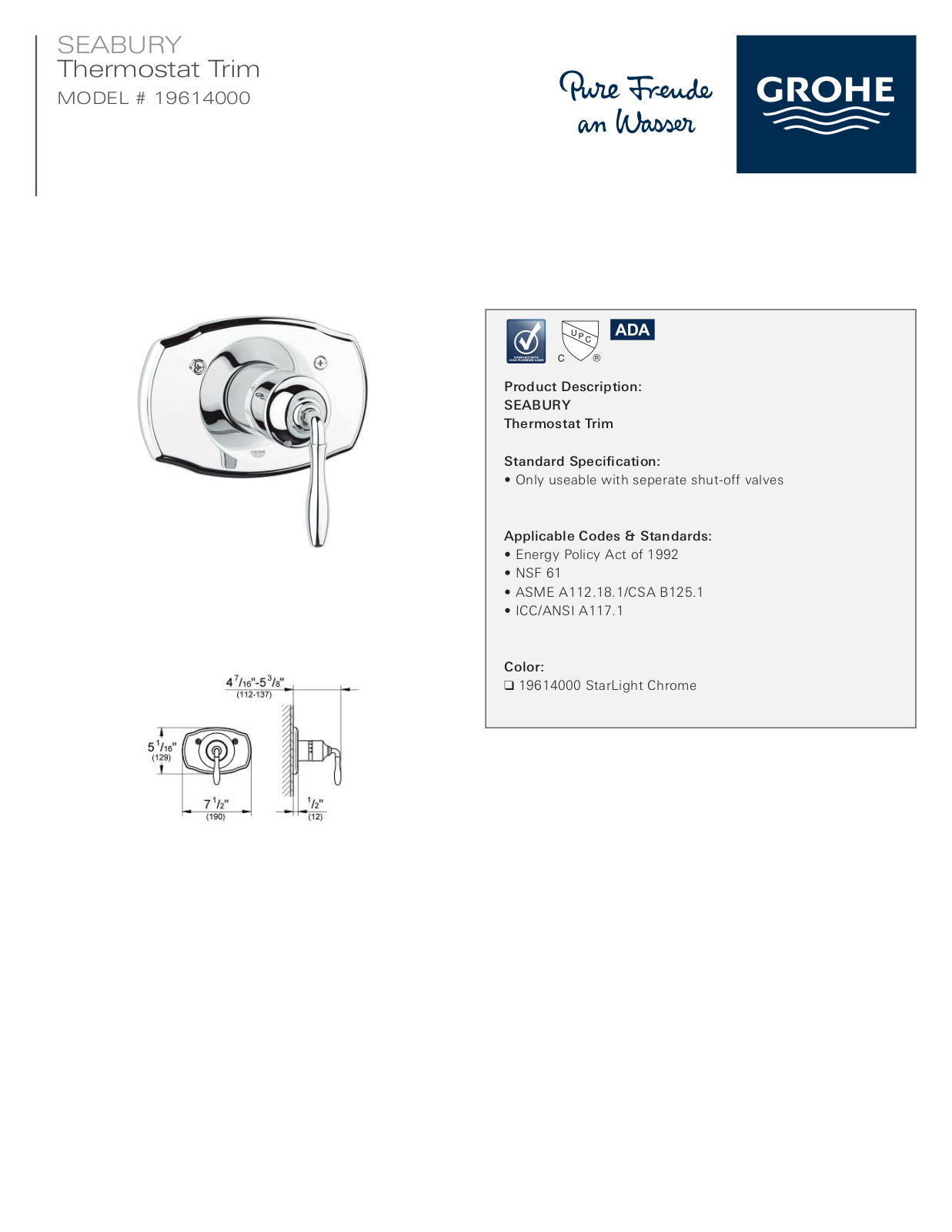 GROHE GRH2453 Specifications - ManualMachine.com