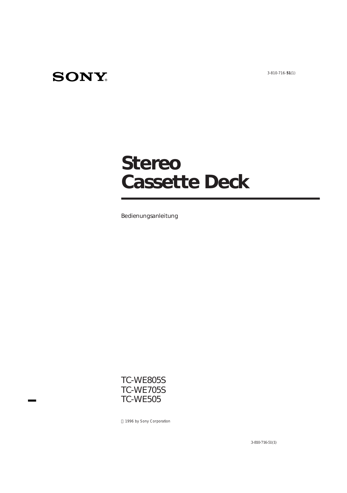 Sony TC-WE505, TC-WE705S User Manual
