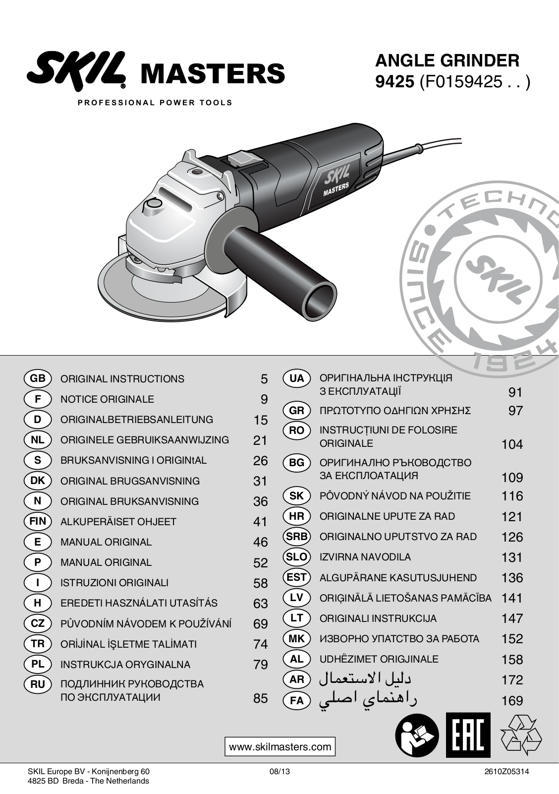 SKIL Masters 9425 ORIGINAL INSTRUCTIONS