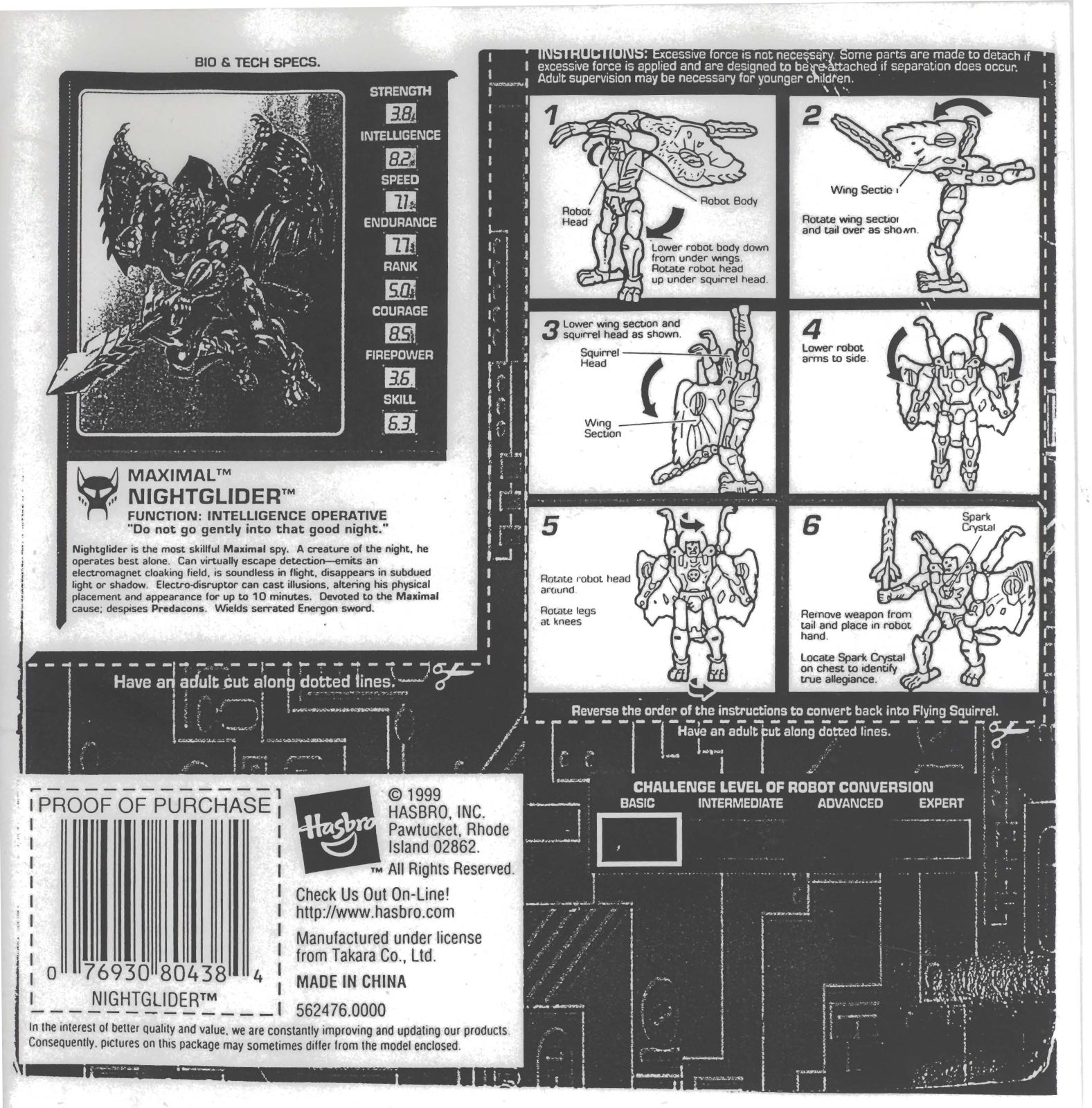 HASBRO Transformers Maximal Nightglider User Manual - ManualMachine.com