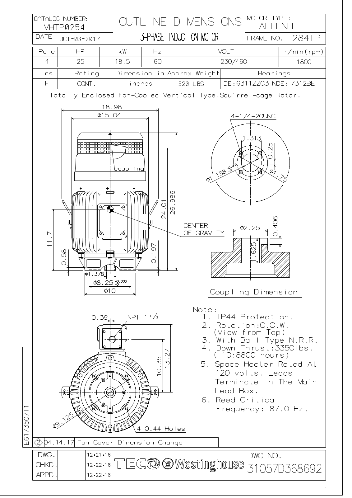 Teco VHTP0254 Reference Drawing