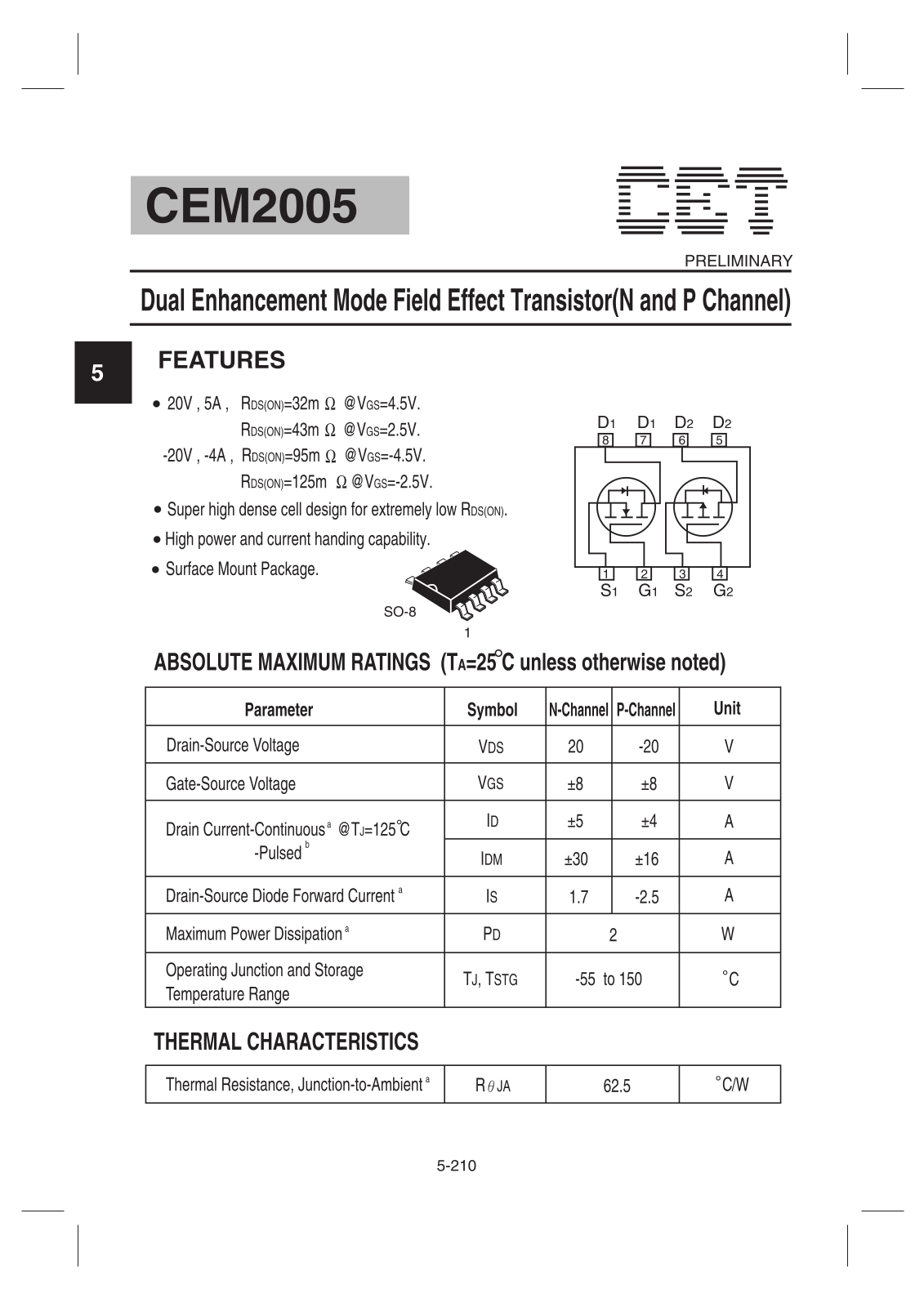 Datasheet CEM2005 Datasheet (CET) - ManualMachine.com