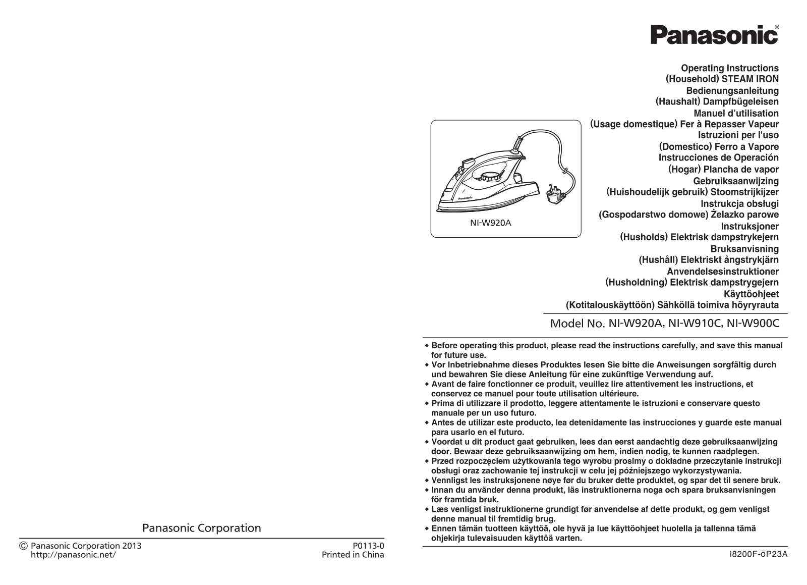 Panasonic NI-W920A Operating Instructions