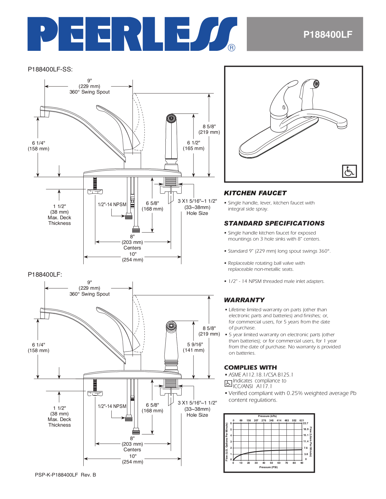 Peerless Faucets PEY1082 Specifications - ManualMachine.com