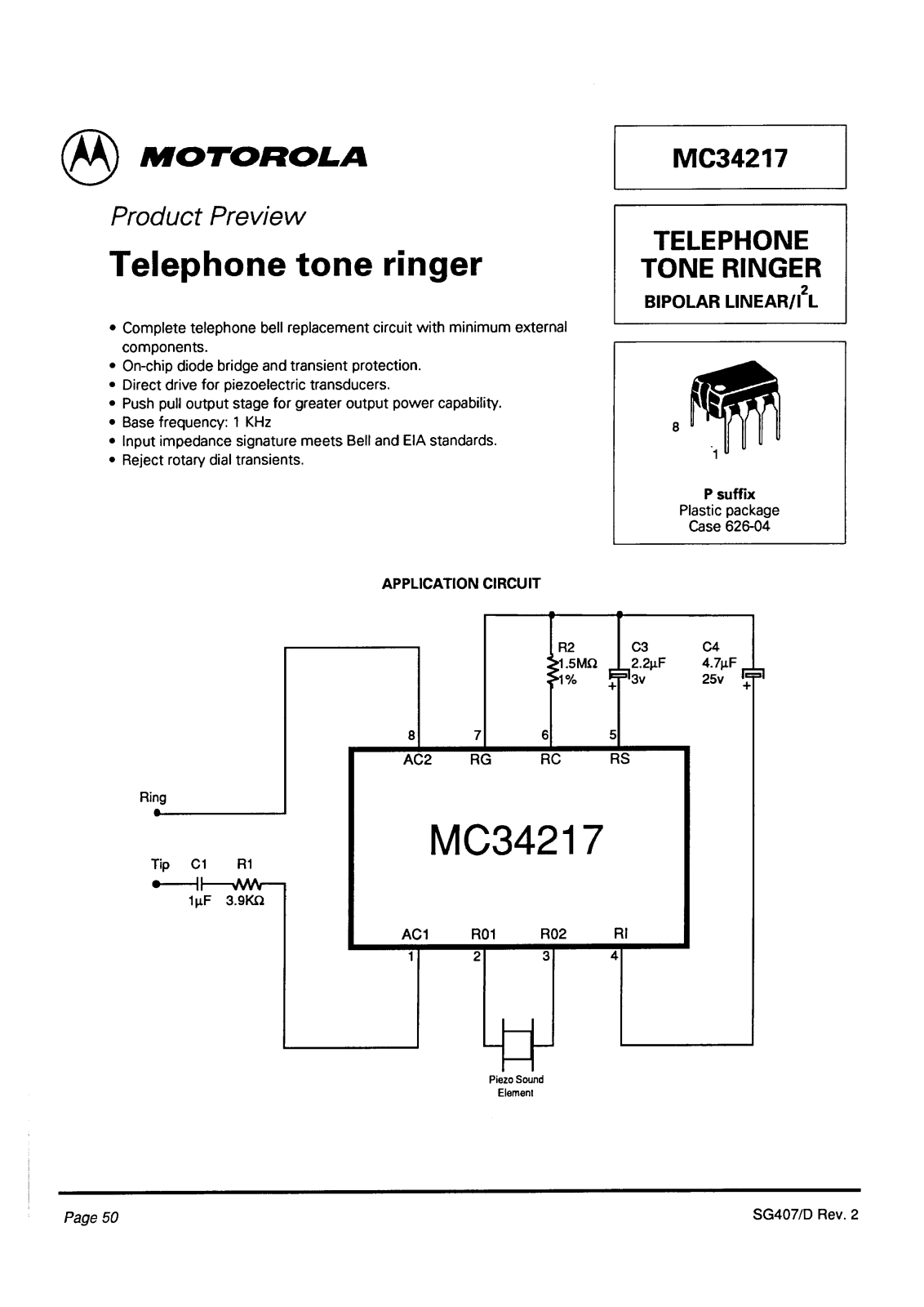 Motorola MC34217P Datasheet