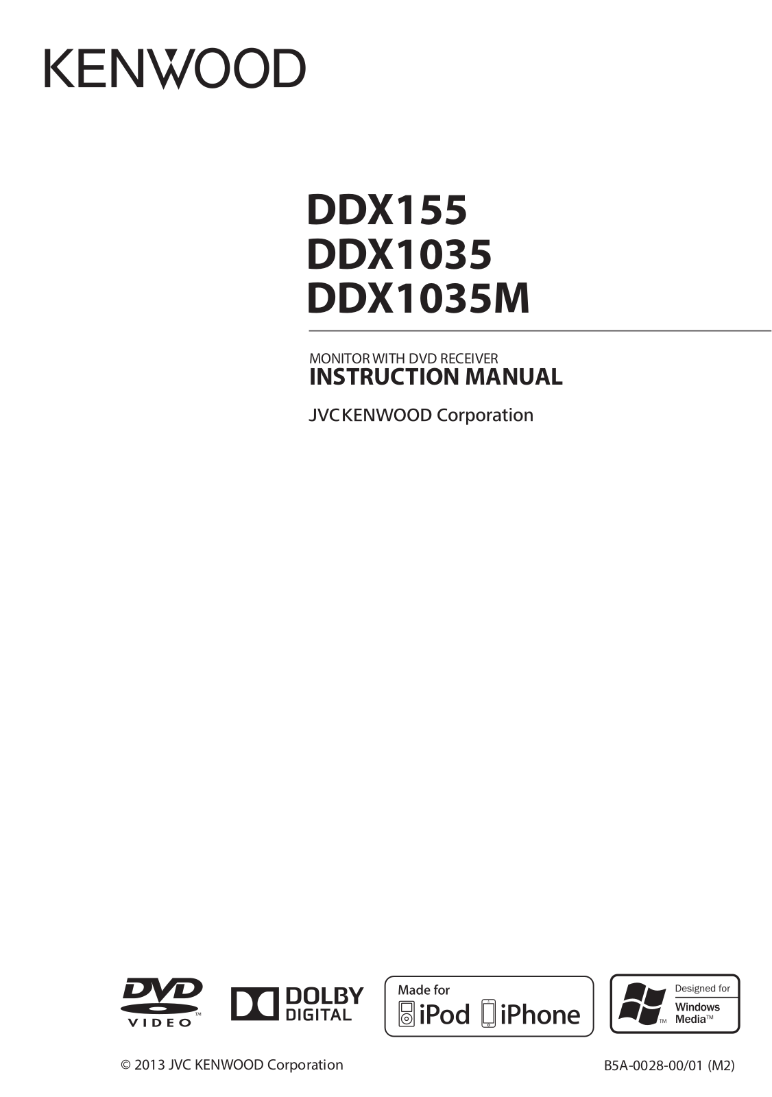 Kenwood DDX1035, DDX1035M, DDX155 Instruction Manual