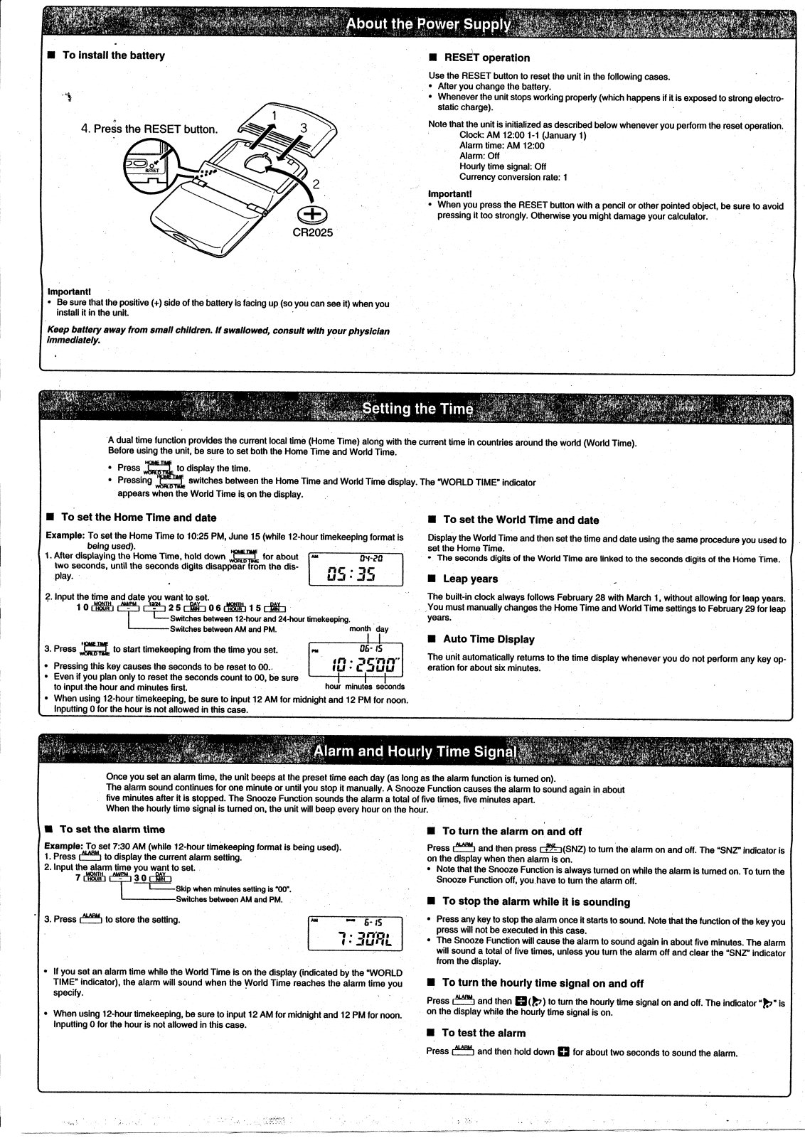 Casio TC-1000 User Manual