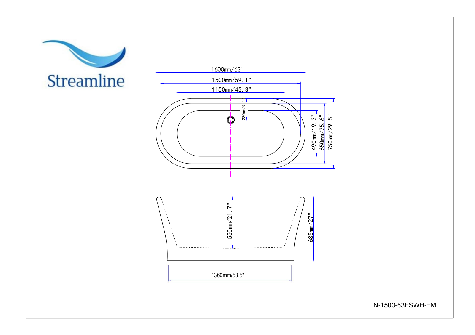 Streamline N150063FSWHFM Specifications