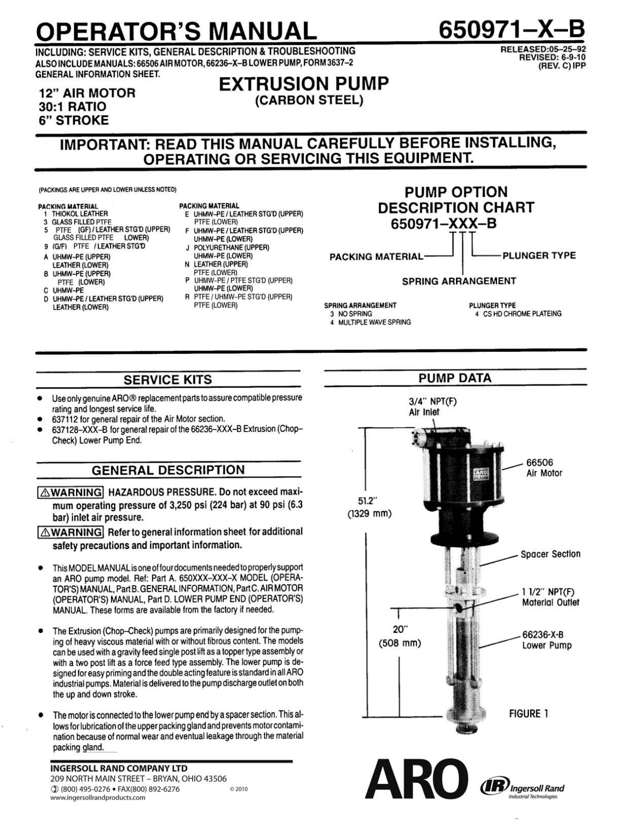 Ingersoll-Rand 650971-X-B User Manual