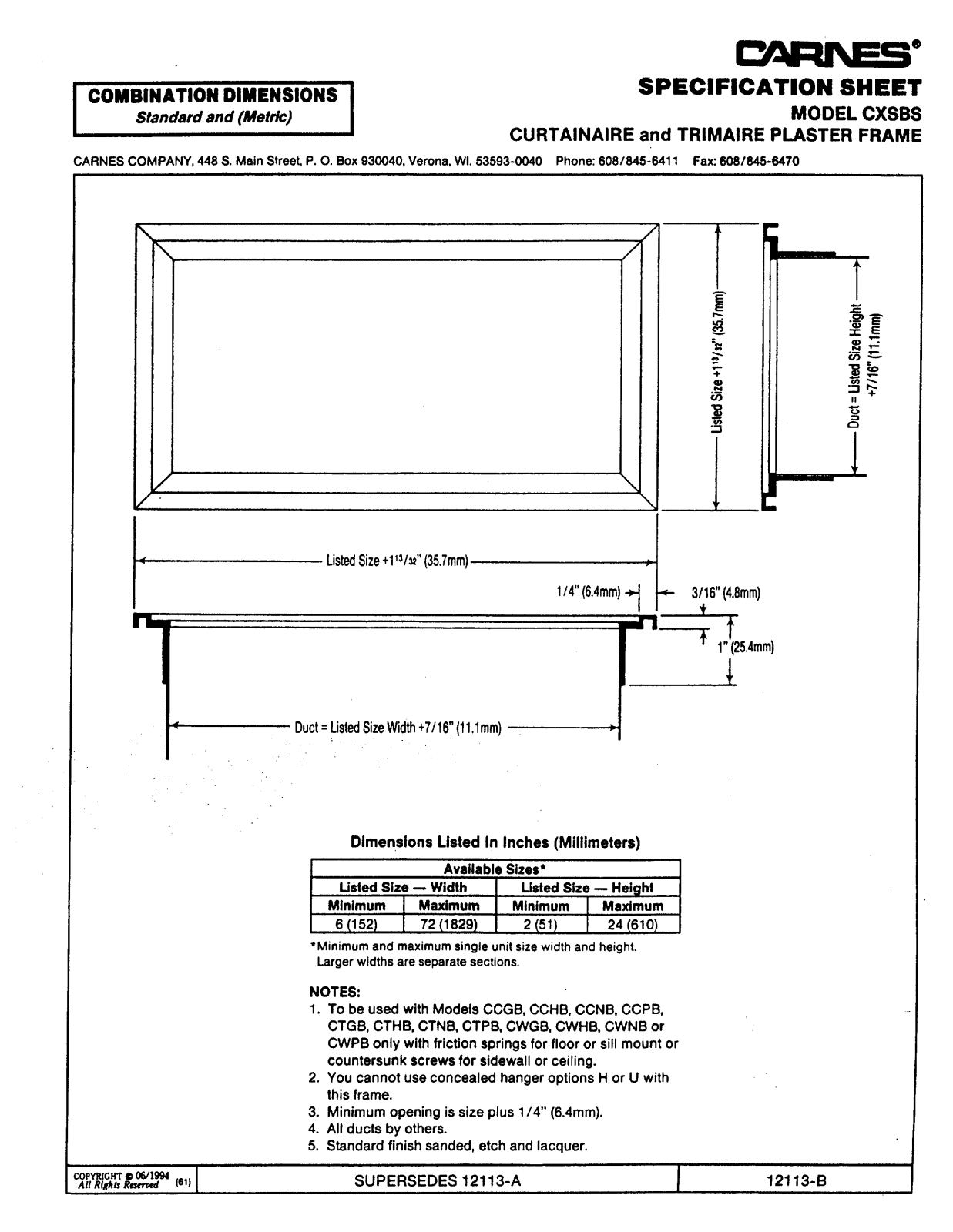Carnes CXSBS User Manual - ManualMachine.com