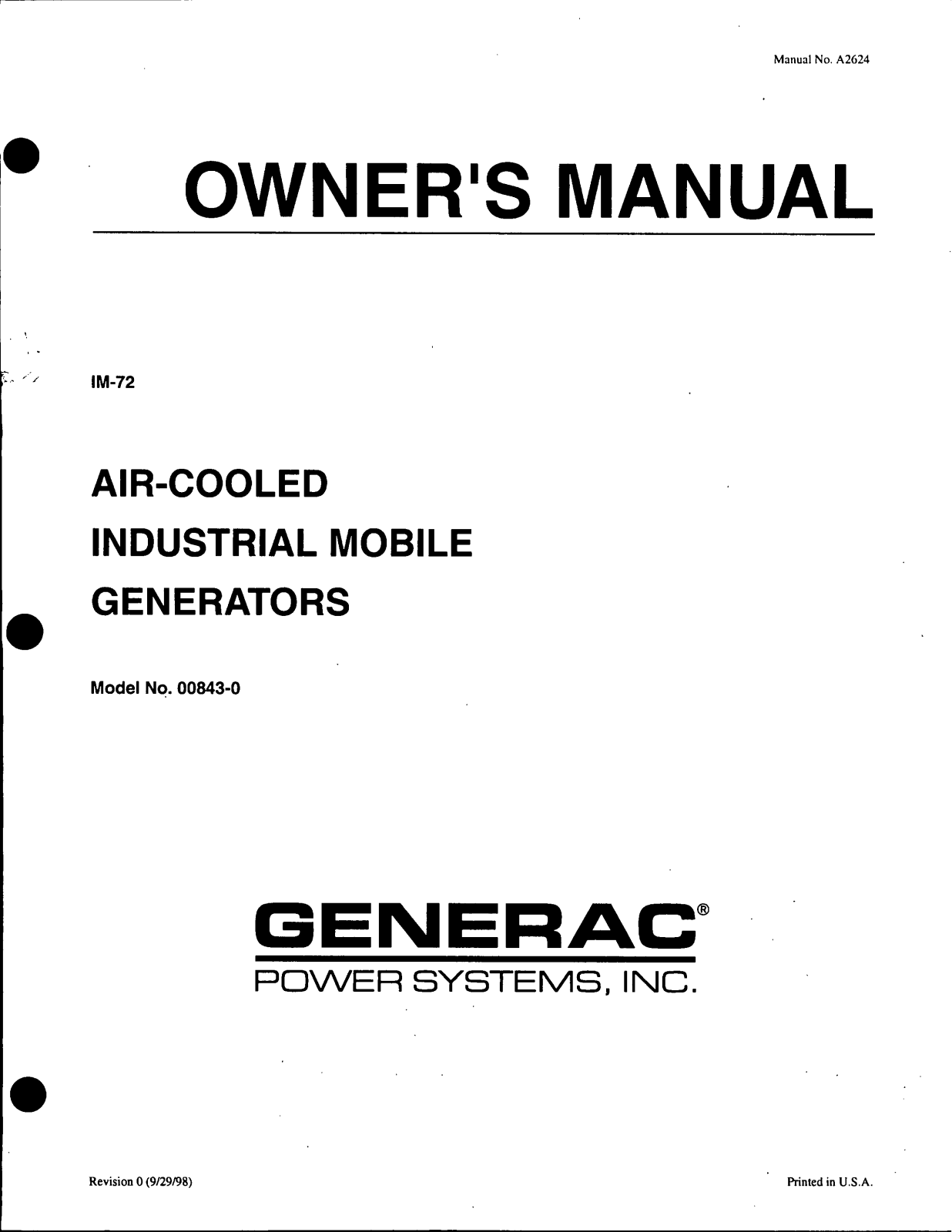 Generac A-2624 User Manual