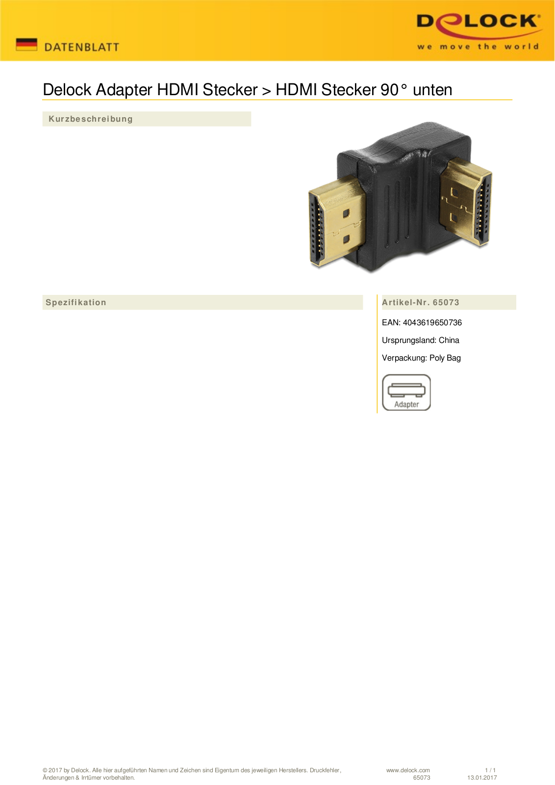 DeLOCK HDMI adapter type C mini User Manual